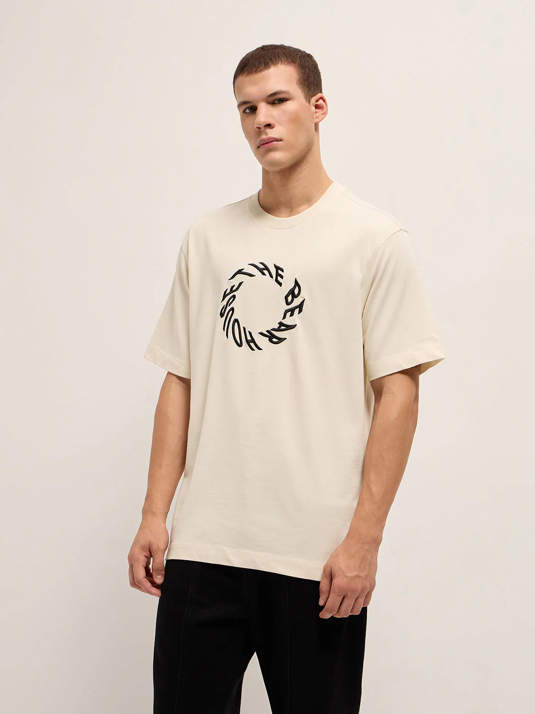 Men Cream Oversized T-Shirt - Image 5