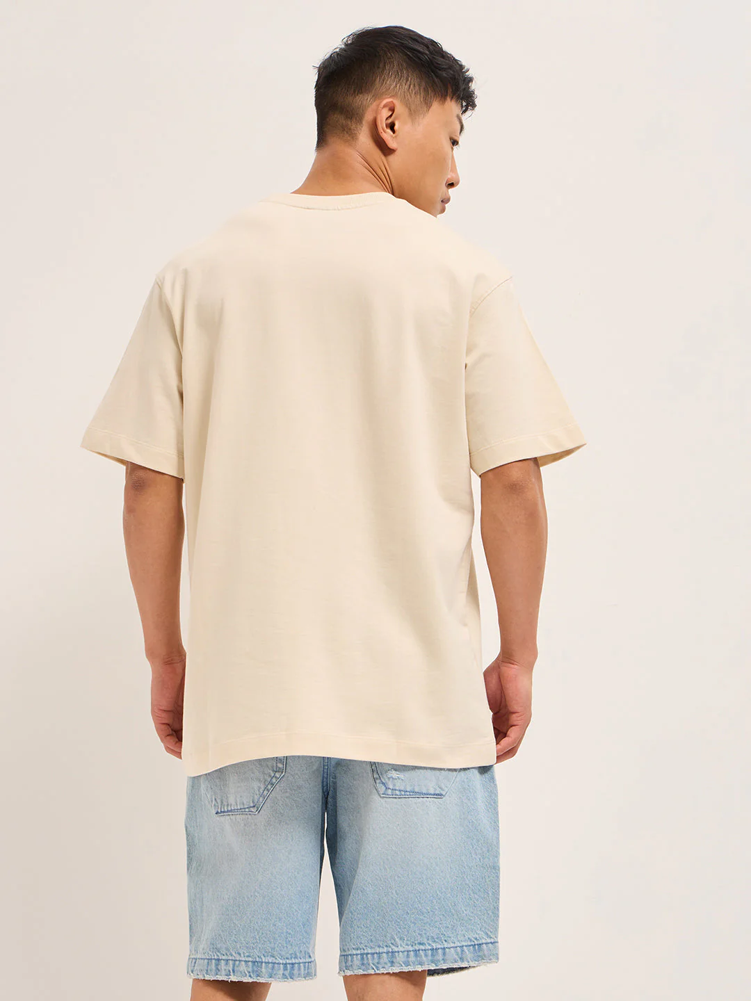Men Cream Oversized T-Shirt - Image 2