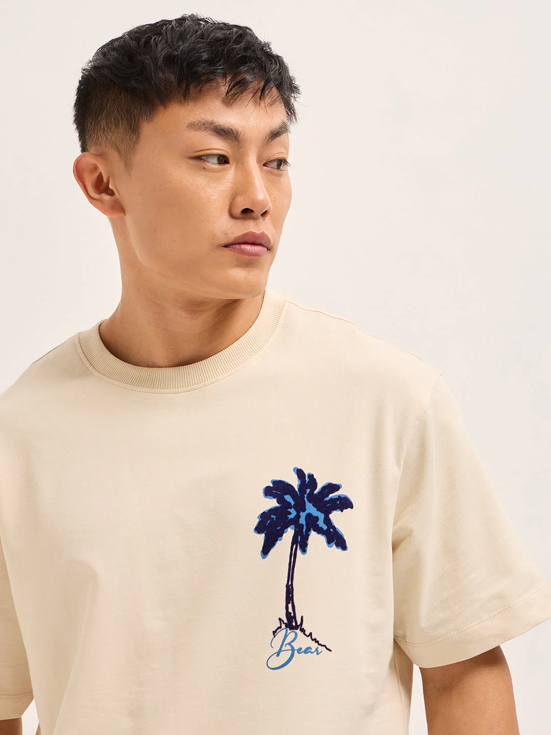 Men Cream Oversized T-Shirt - Image 5