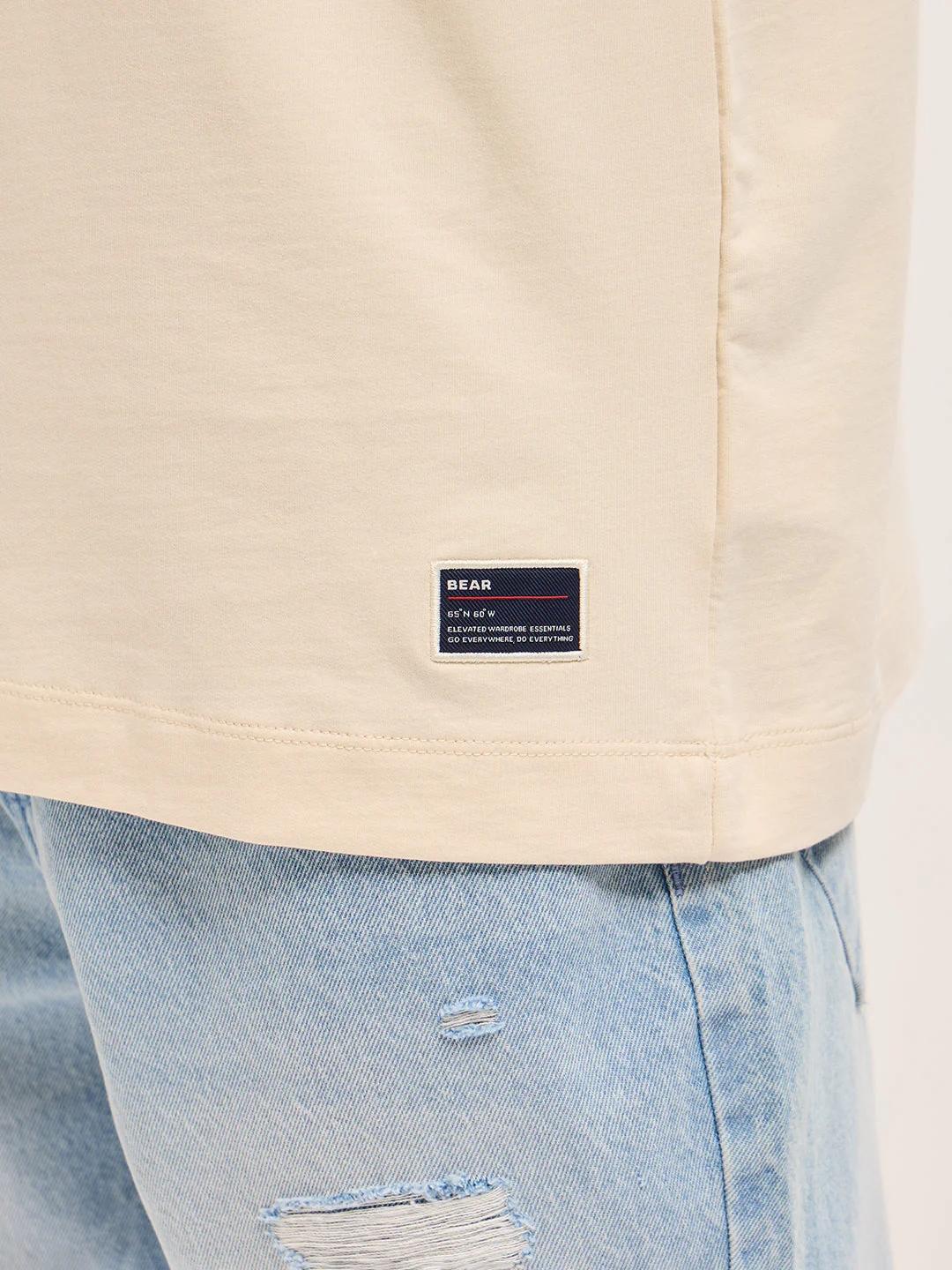 Men Cream Oversized T-Shirt - Image 6