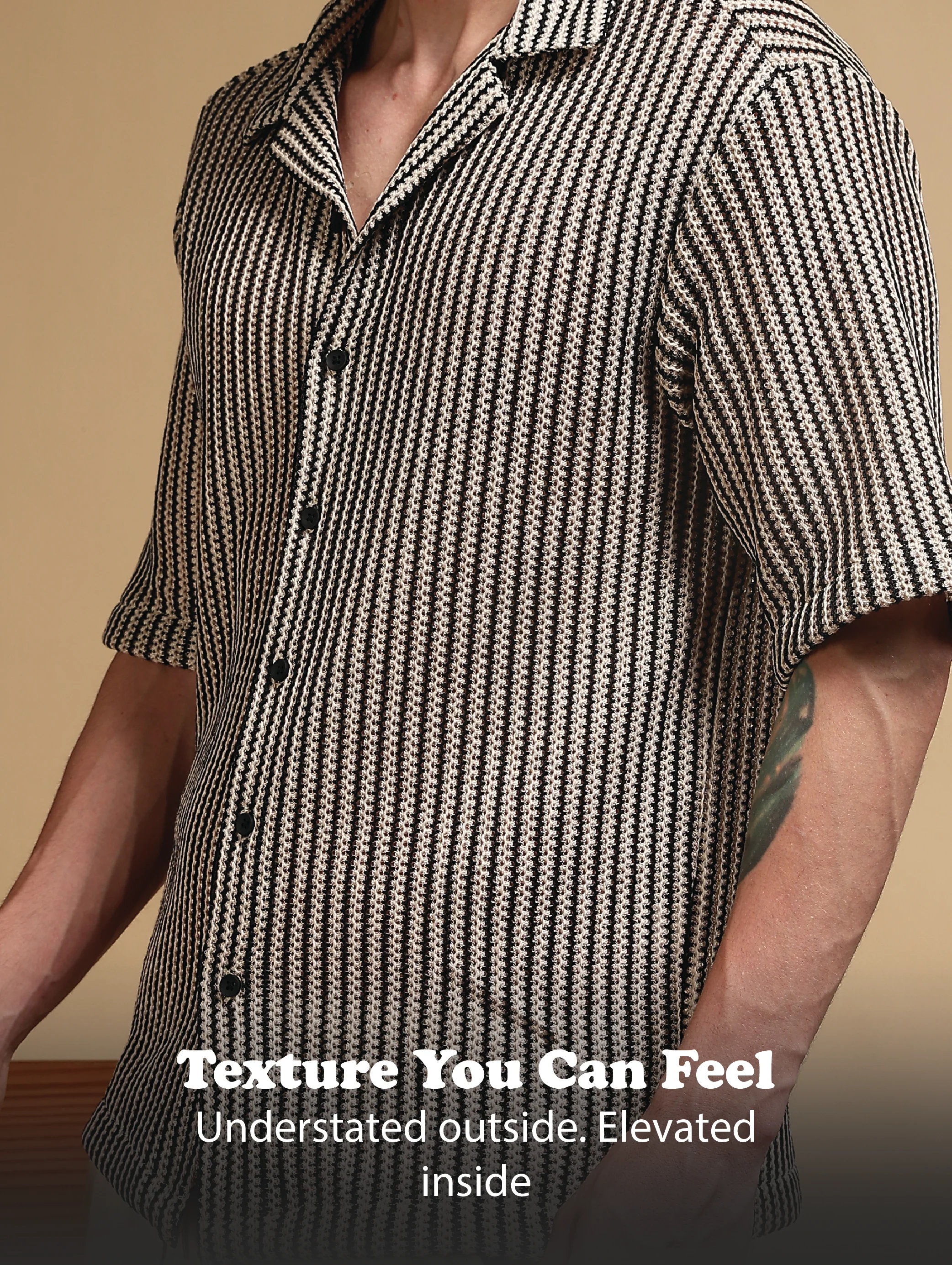 Men Cream Polyester Relaxed Fit Shirt - Image 11