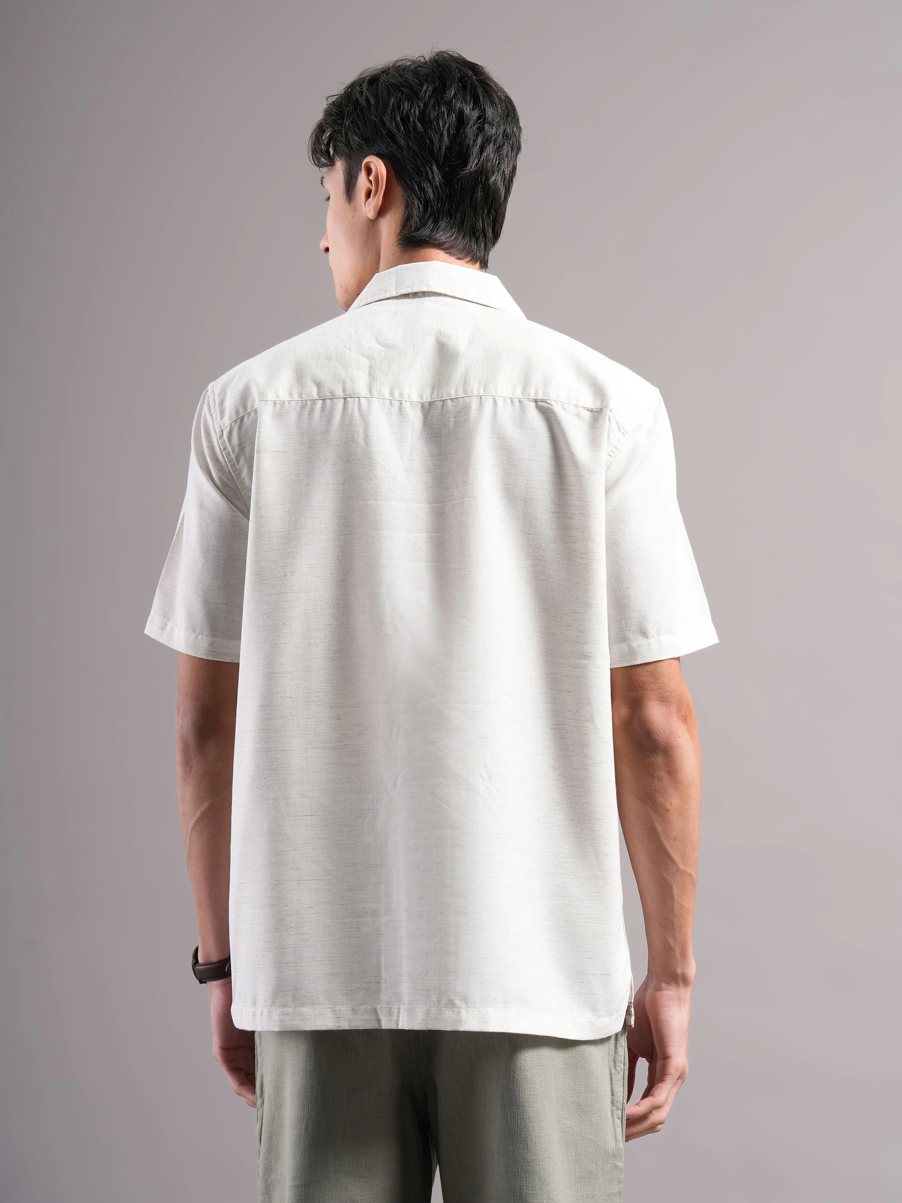 Men Cream Printed Casual Shirt - Image 2