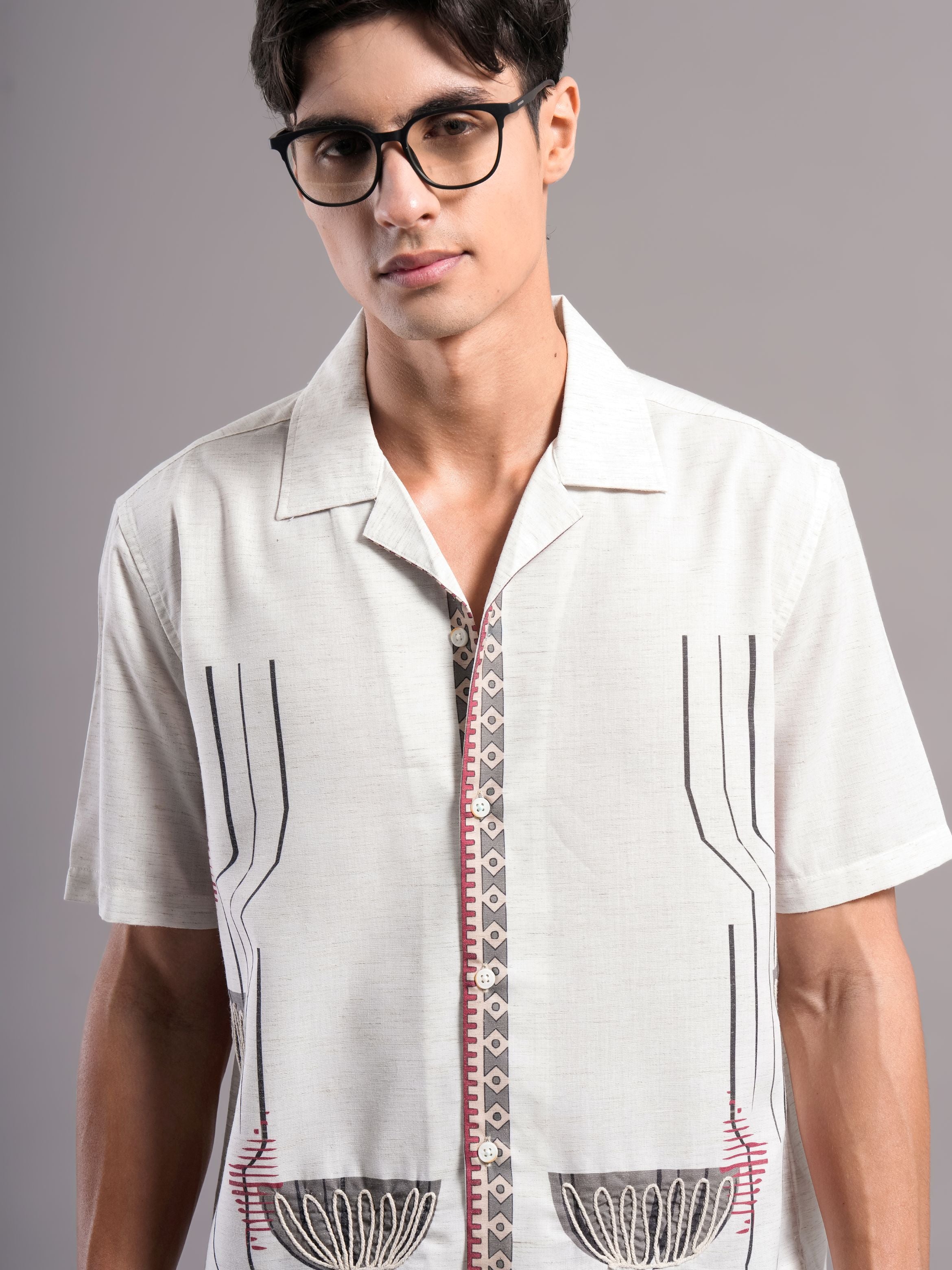 Men Cream Printed Casual Shirt - Image 3