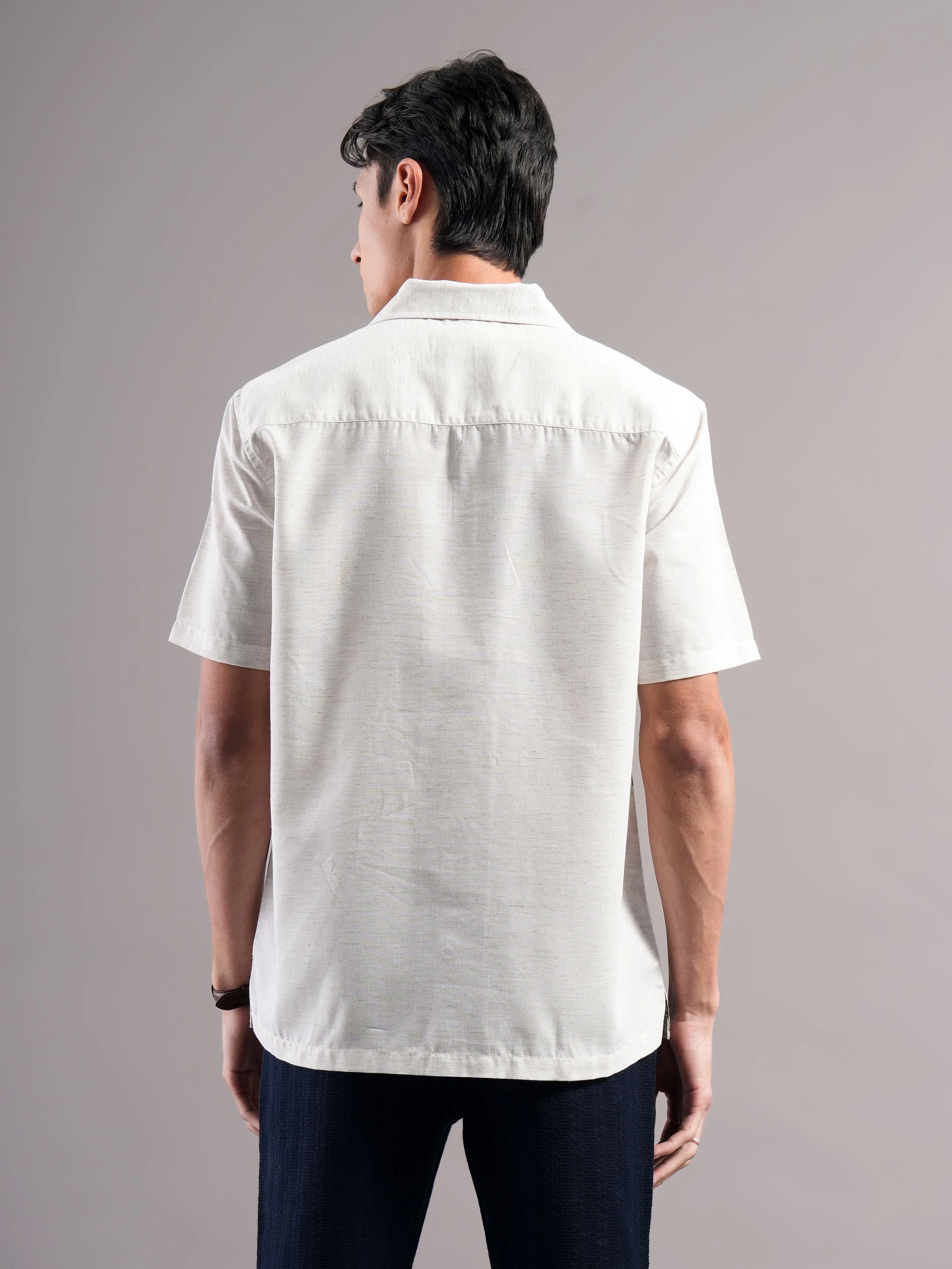 Men Cream Printed Casual Shirt - Image 2