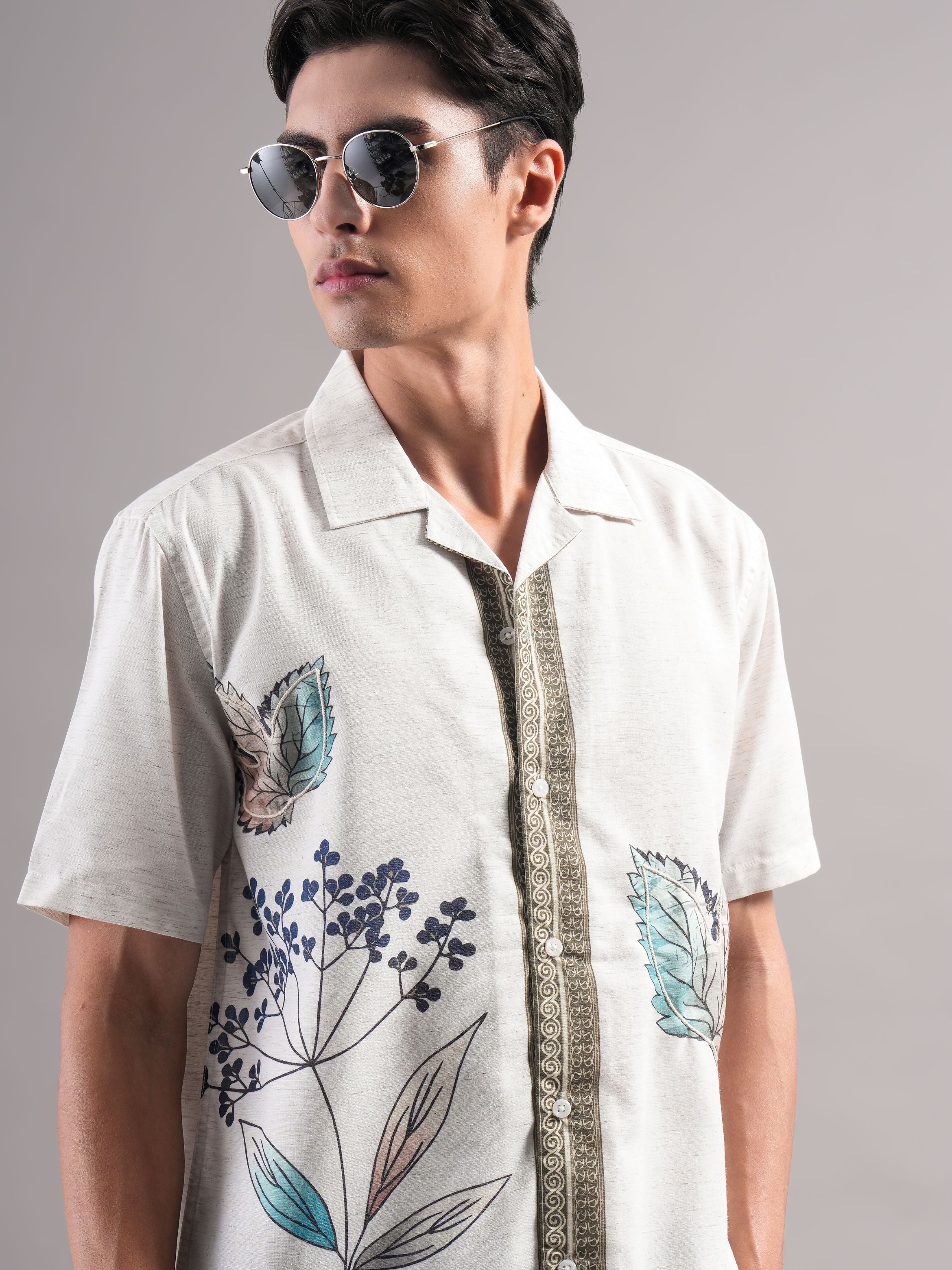 Men Cream Printed Casual Shirt - Image 3