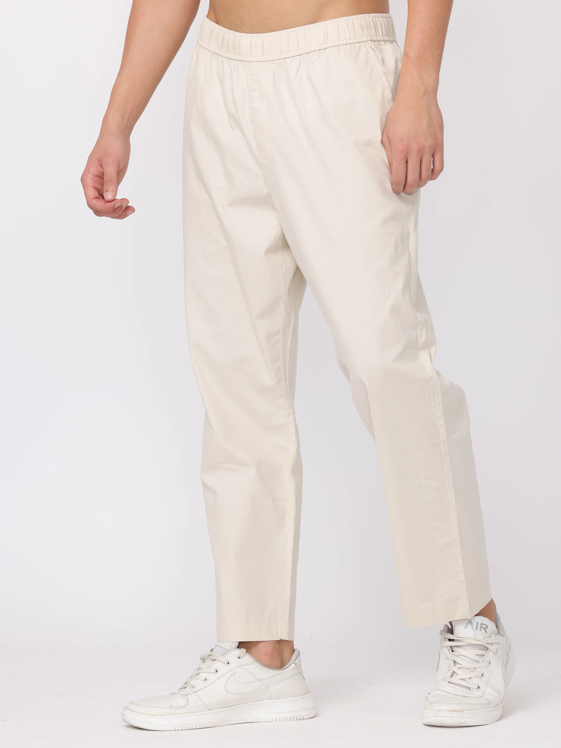 Men Cream Regular Fit Pants - Image 3
