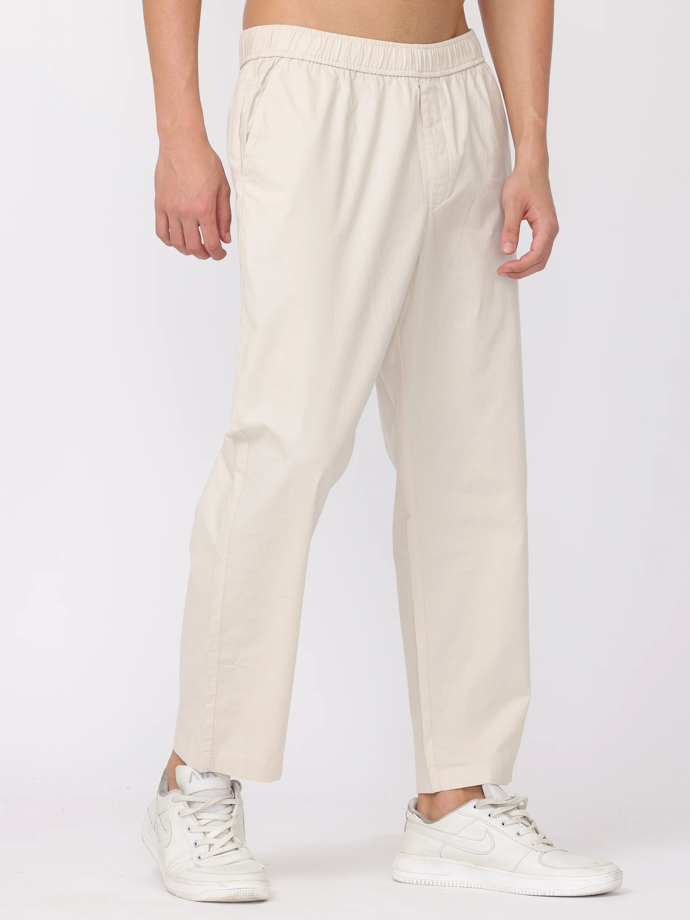 Men Cream Regular Fit Pants - Image 5