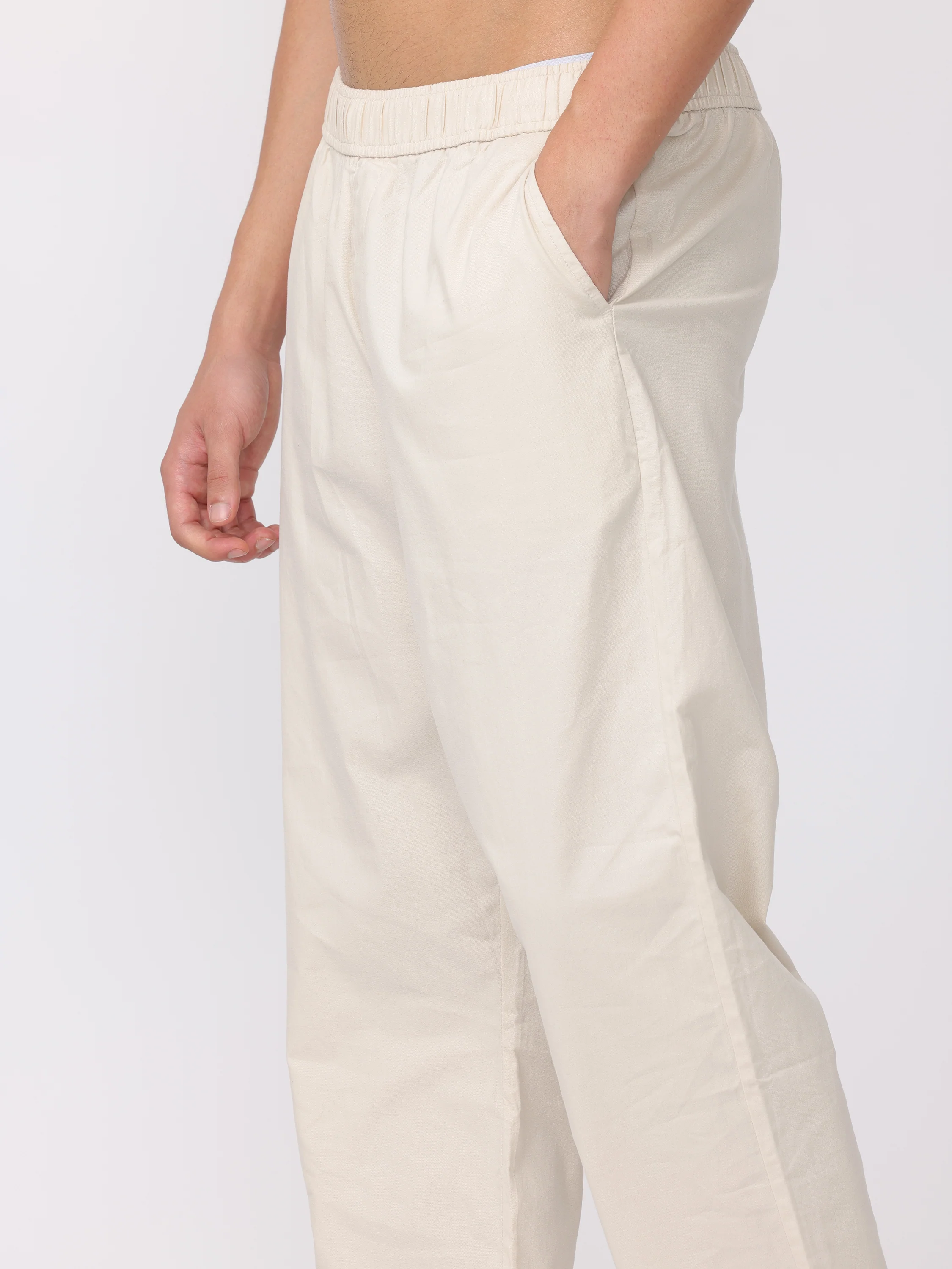Men Cream Regular Fit Pants - Image 6