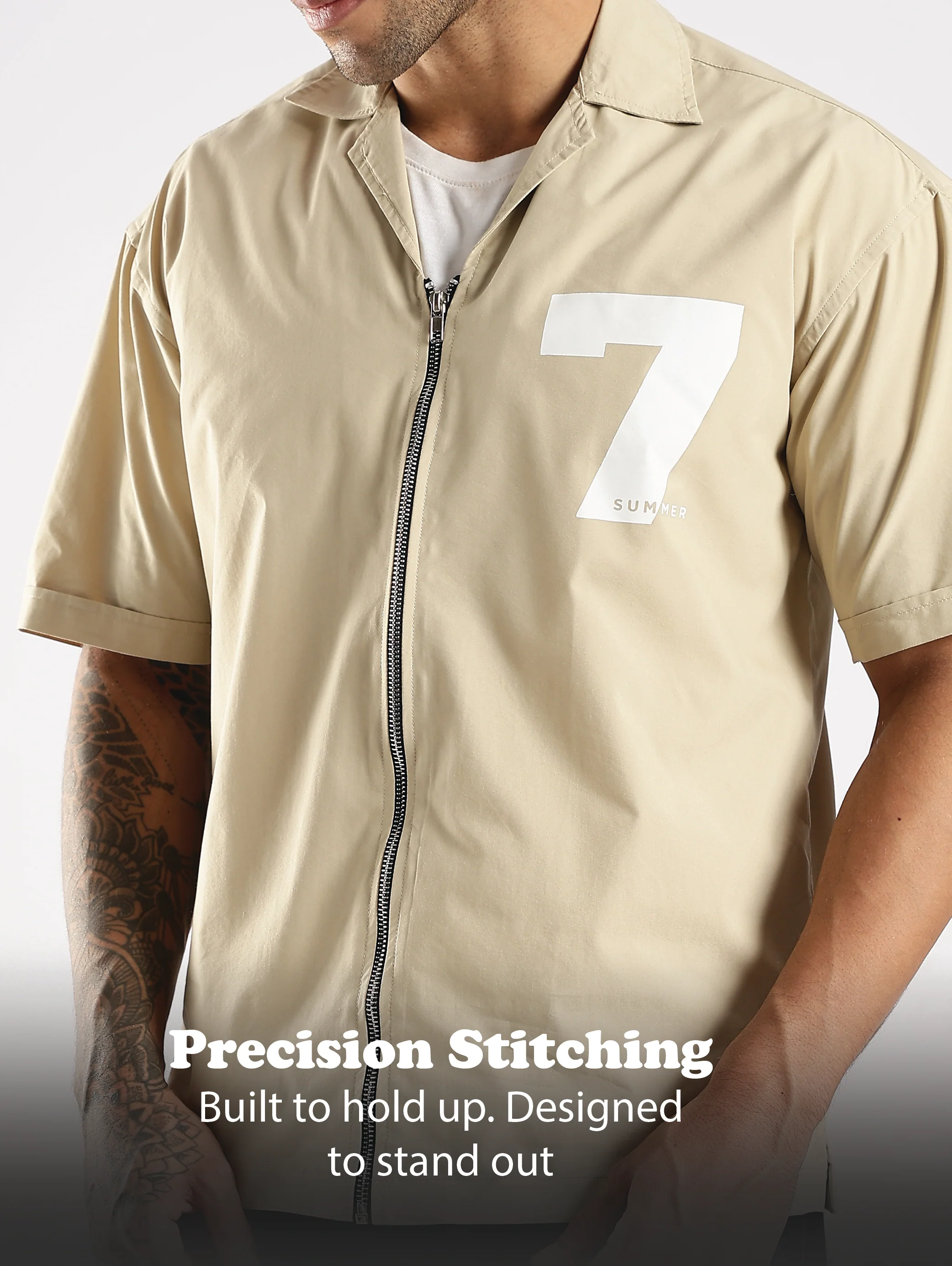 Men Cream Slim Fit Shirt - Image 12