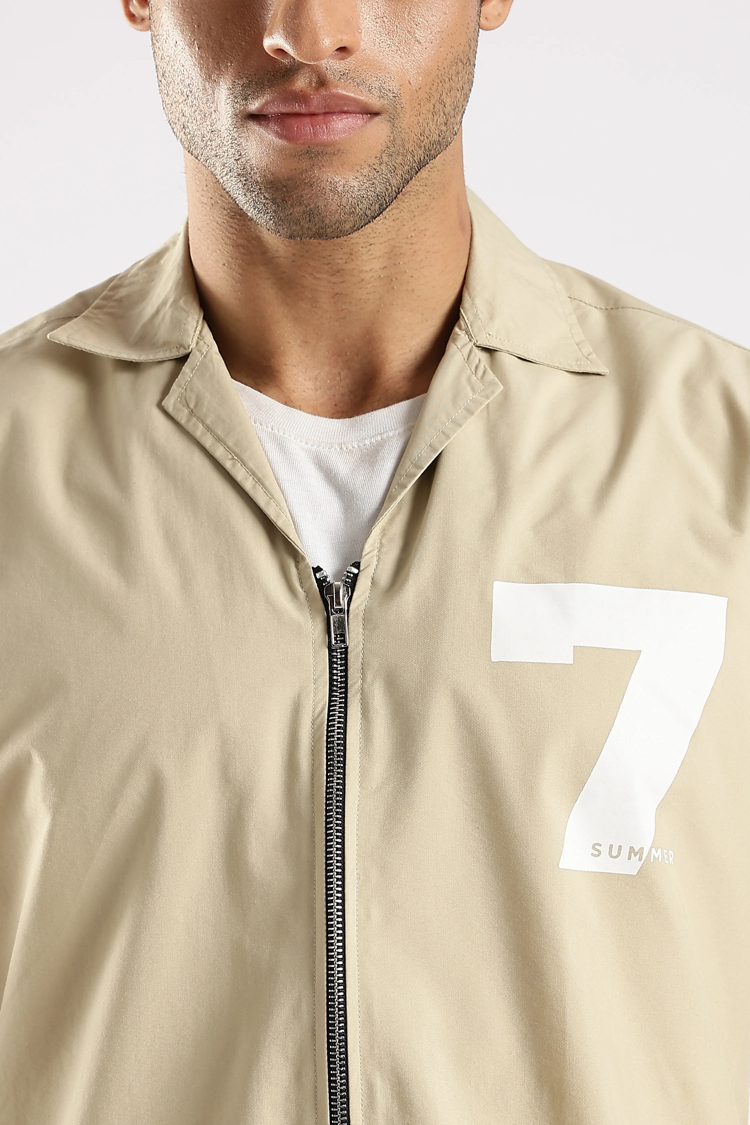Men Cream Slim Fit Shirt - Image 6