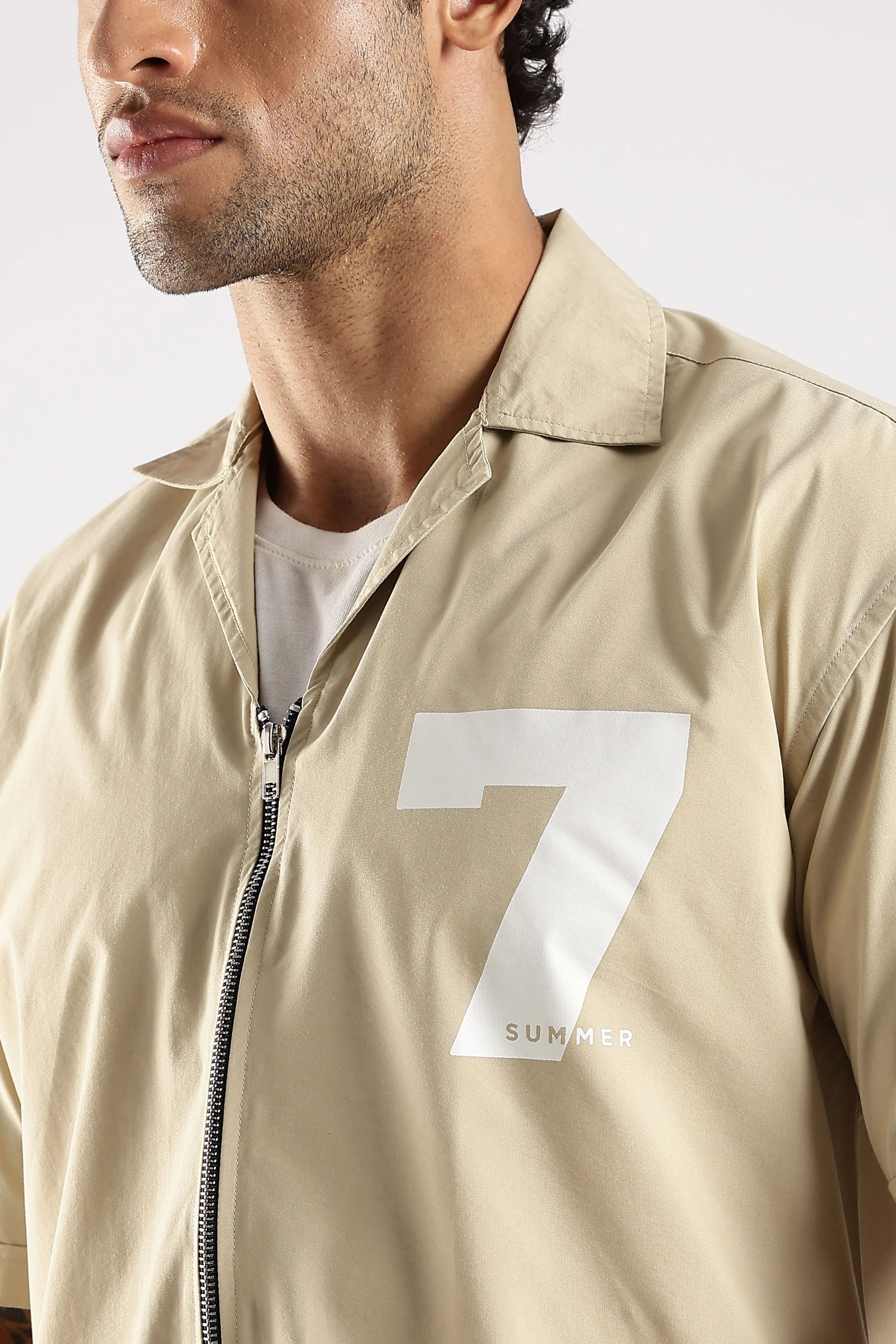 Men Cream Slim Fit Shirt - Image 7