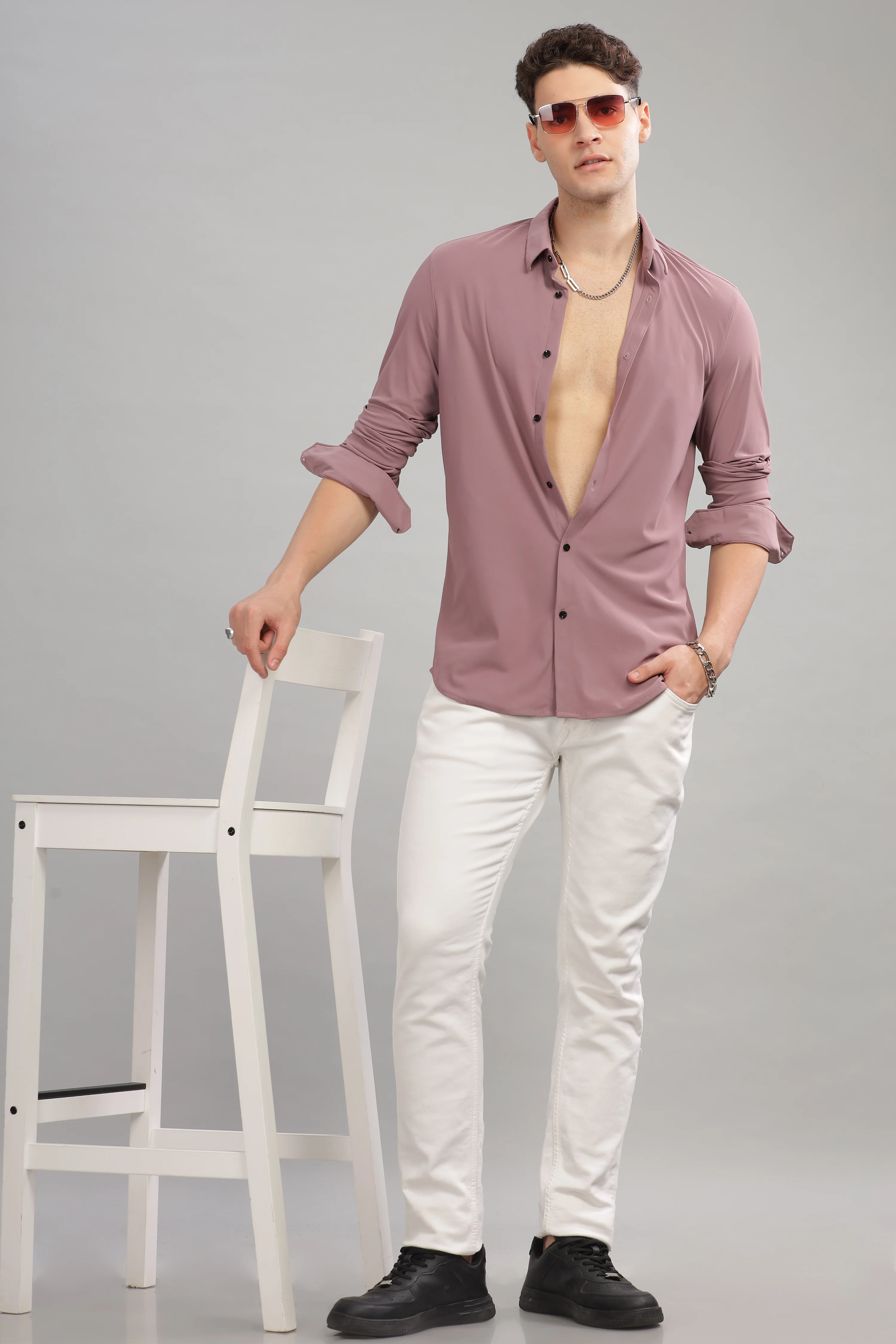 Men Pink Slim Fit Shirt - Image 4