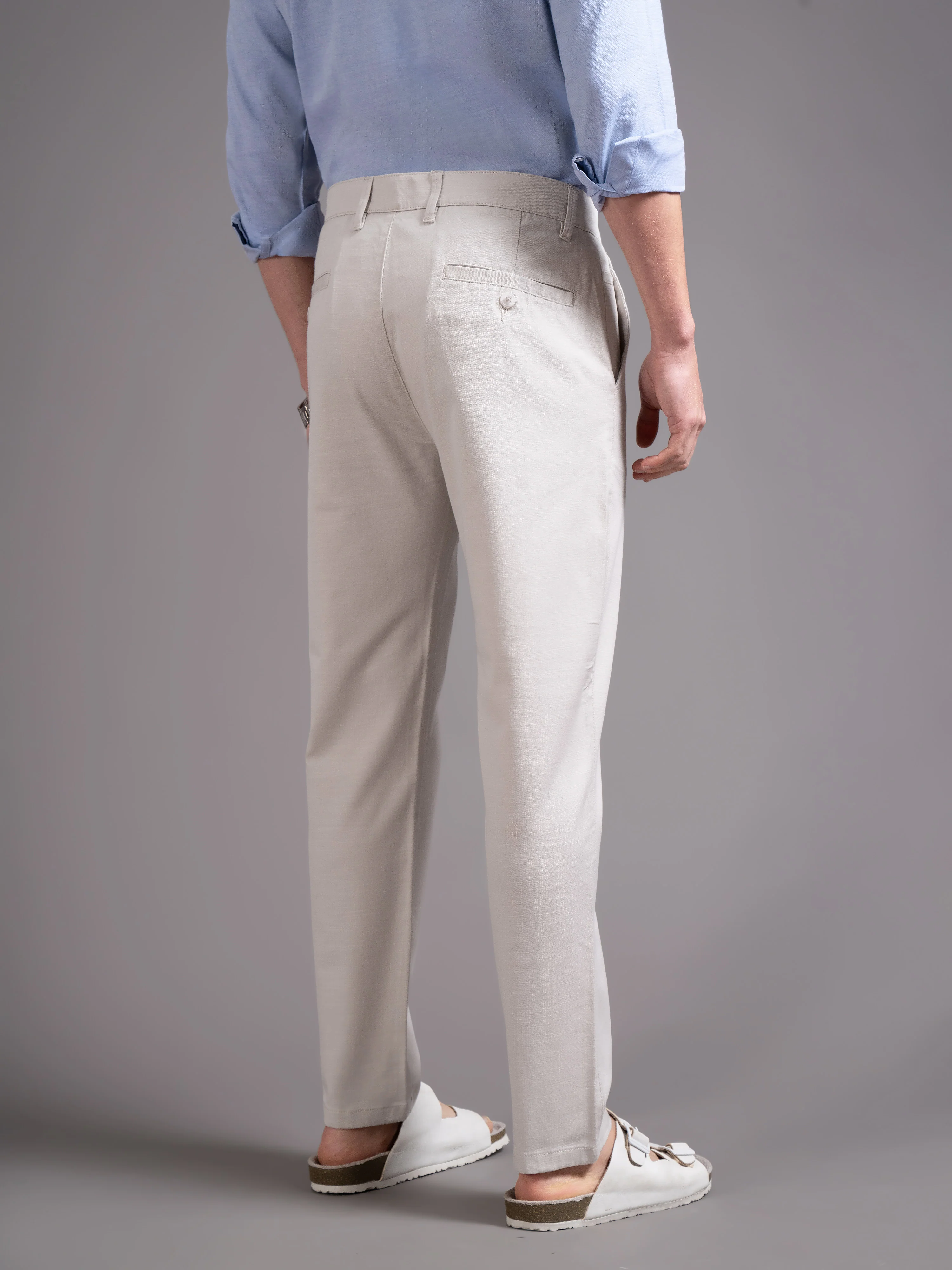 Men Cream Smart Slim Fit Chinos - Image 4