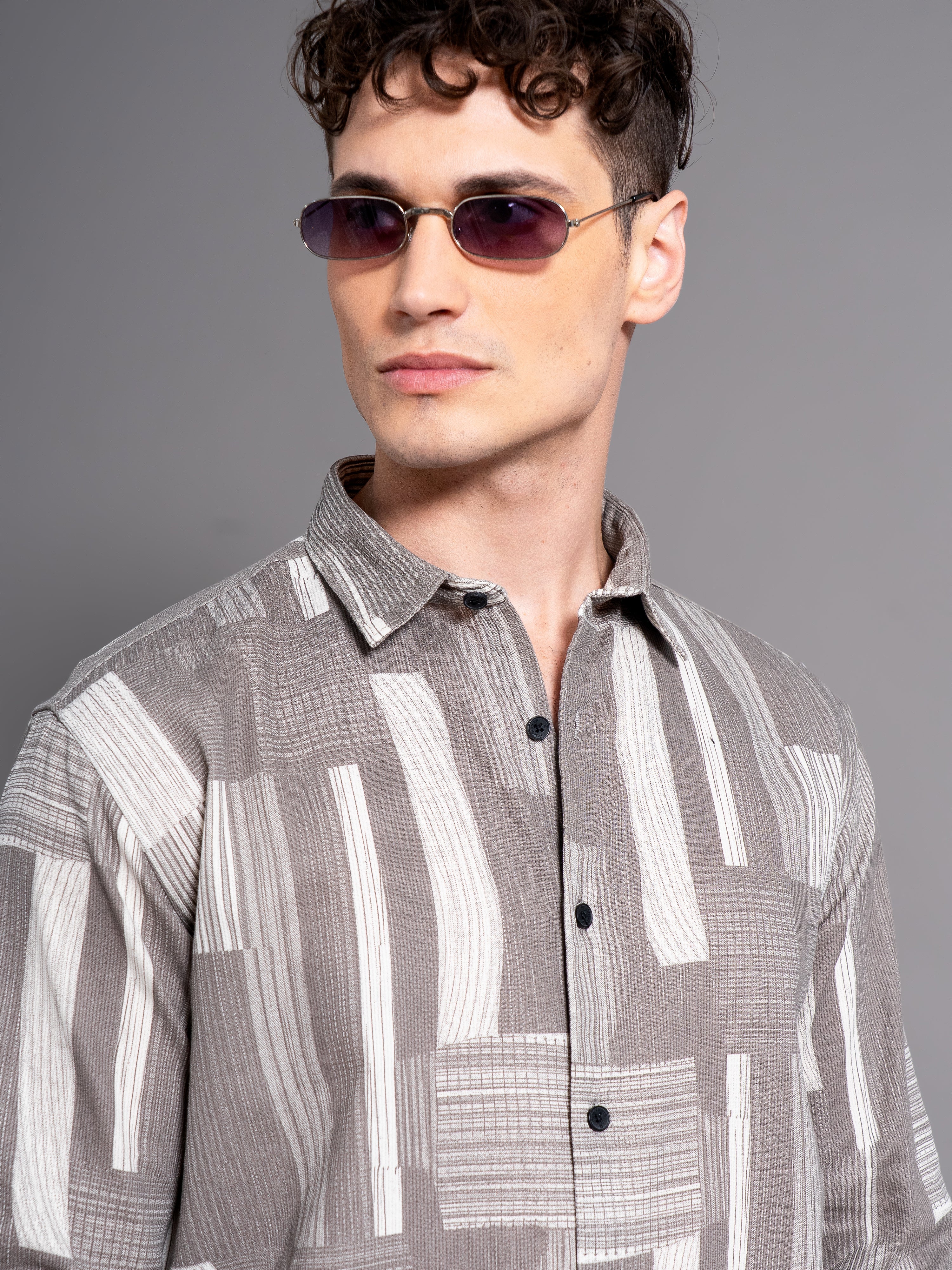 Men Crest Brown Abstract Shirt - Image 4