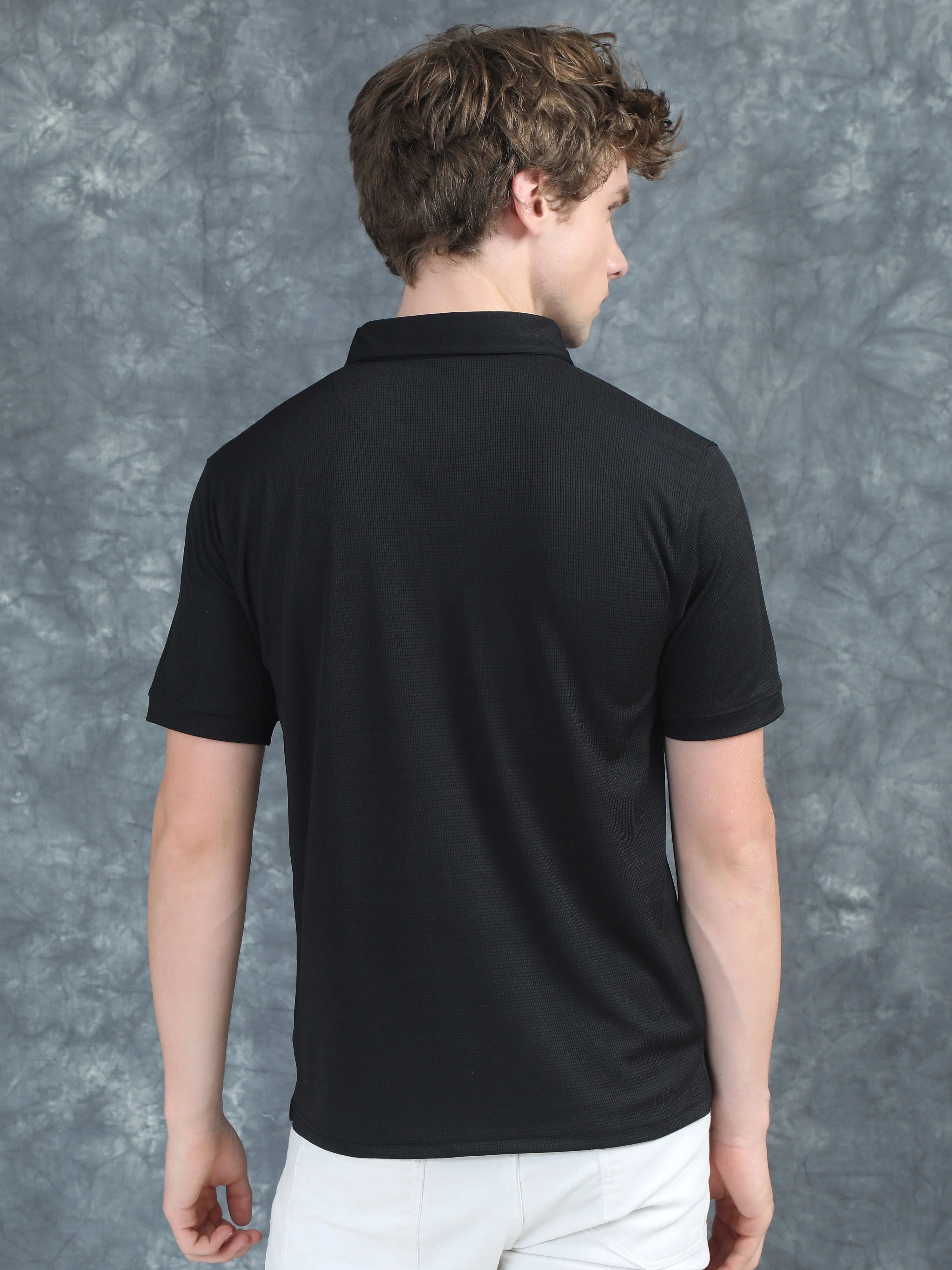Men Cubic Polo Black T-Shirt - Image 2