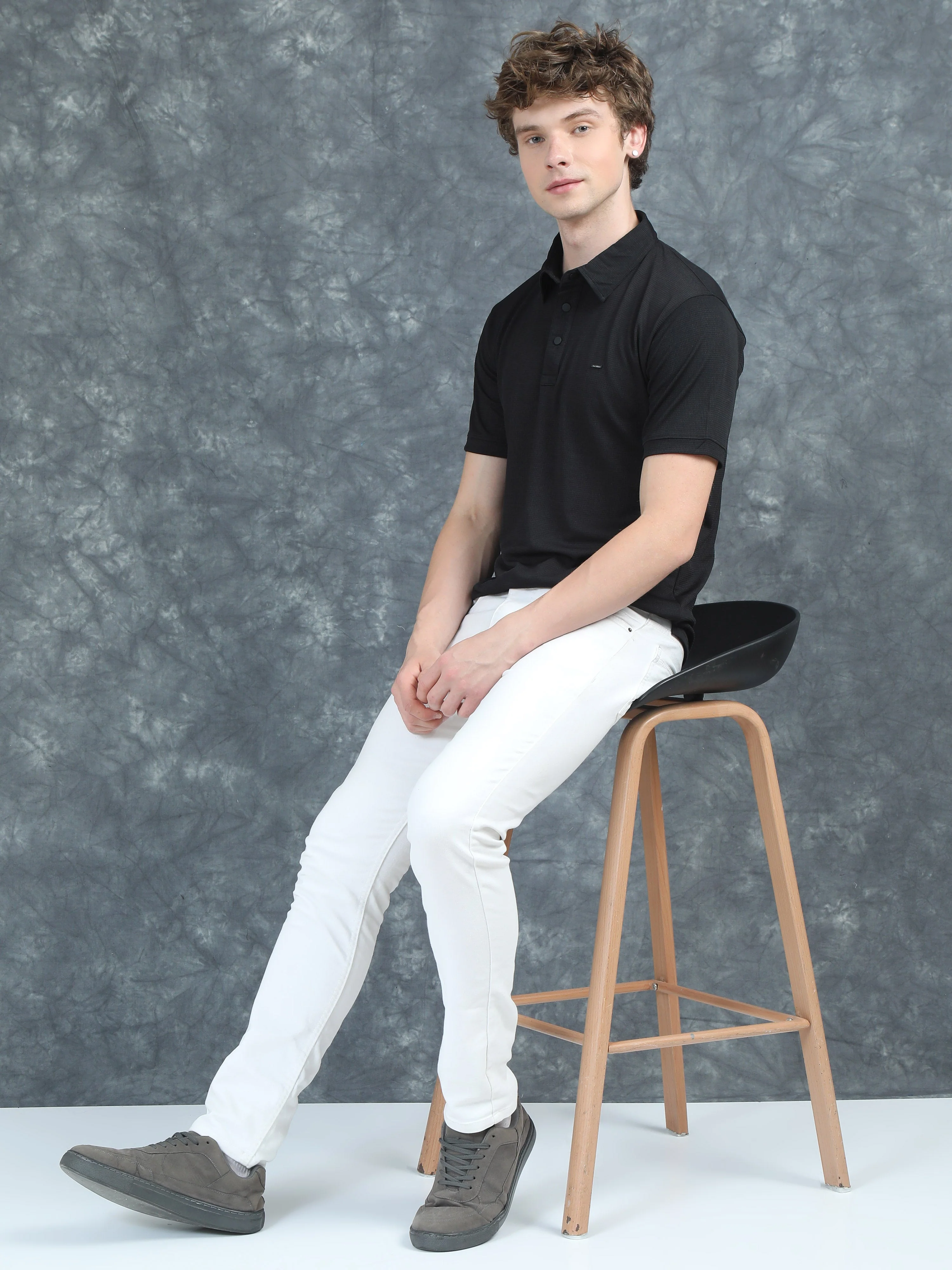 Men Cubic Polo Black T-Shirt - Image 5