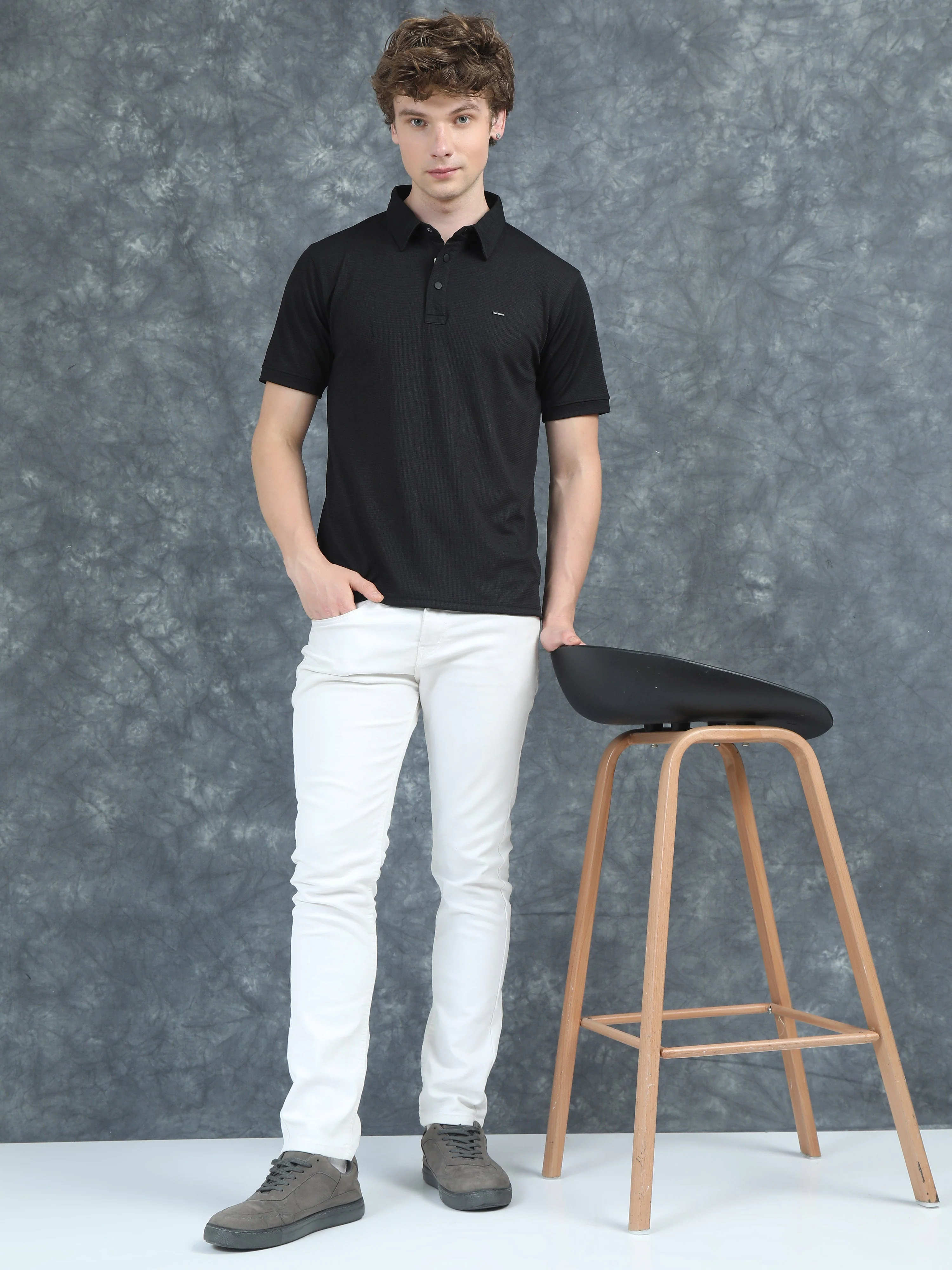 Men Cubic Polo Black T-Shirt - Image 6