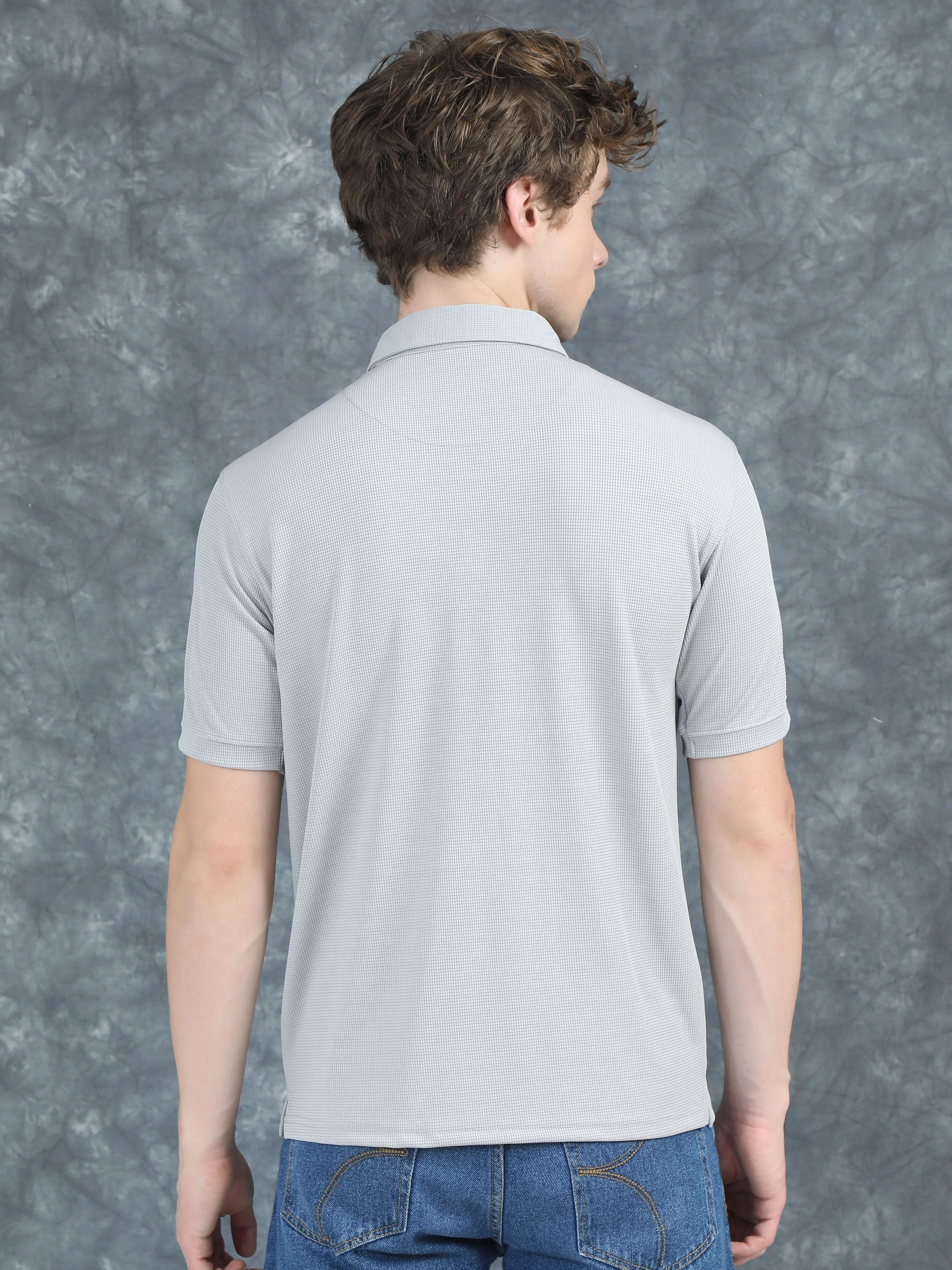 Men Cubic Polo Grey T-Shirt - Image 2