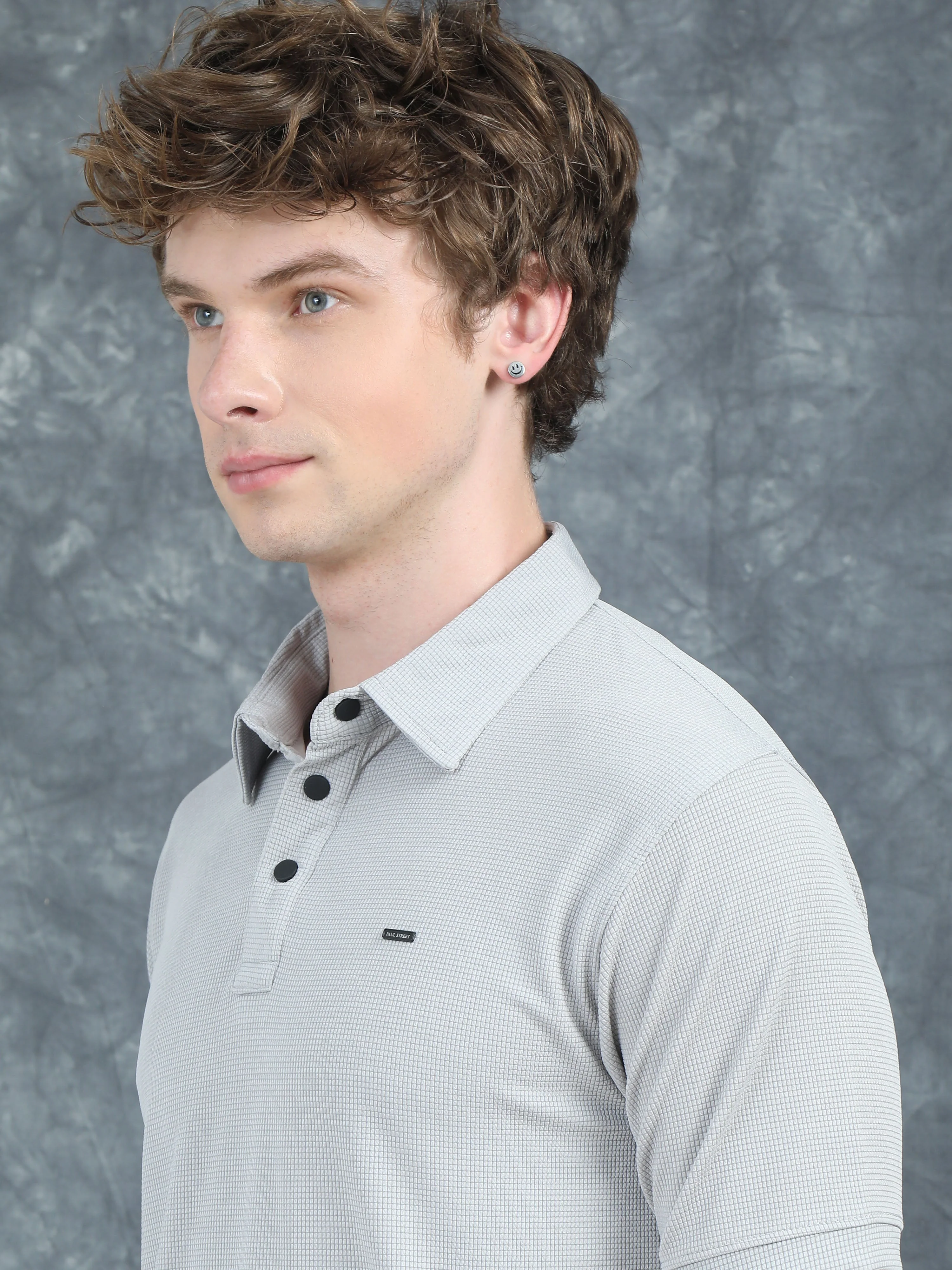 Men Cubic Polo Grey T-Shirt - Image 4