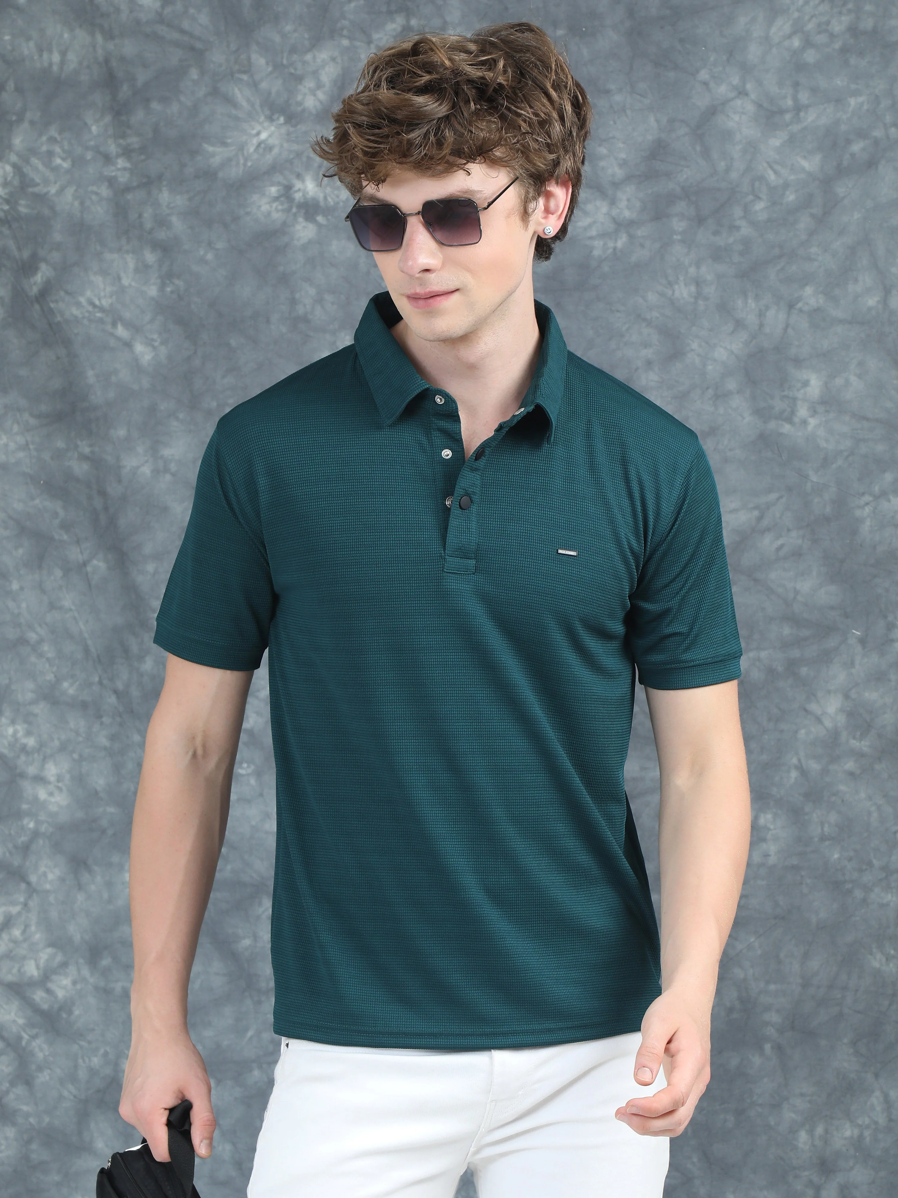 Men Cubic Polo Olive T-Shirt - Image 3
