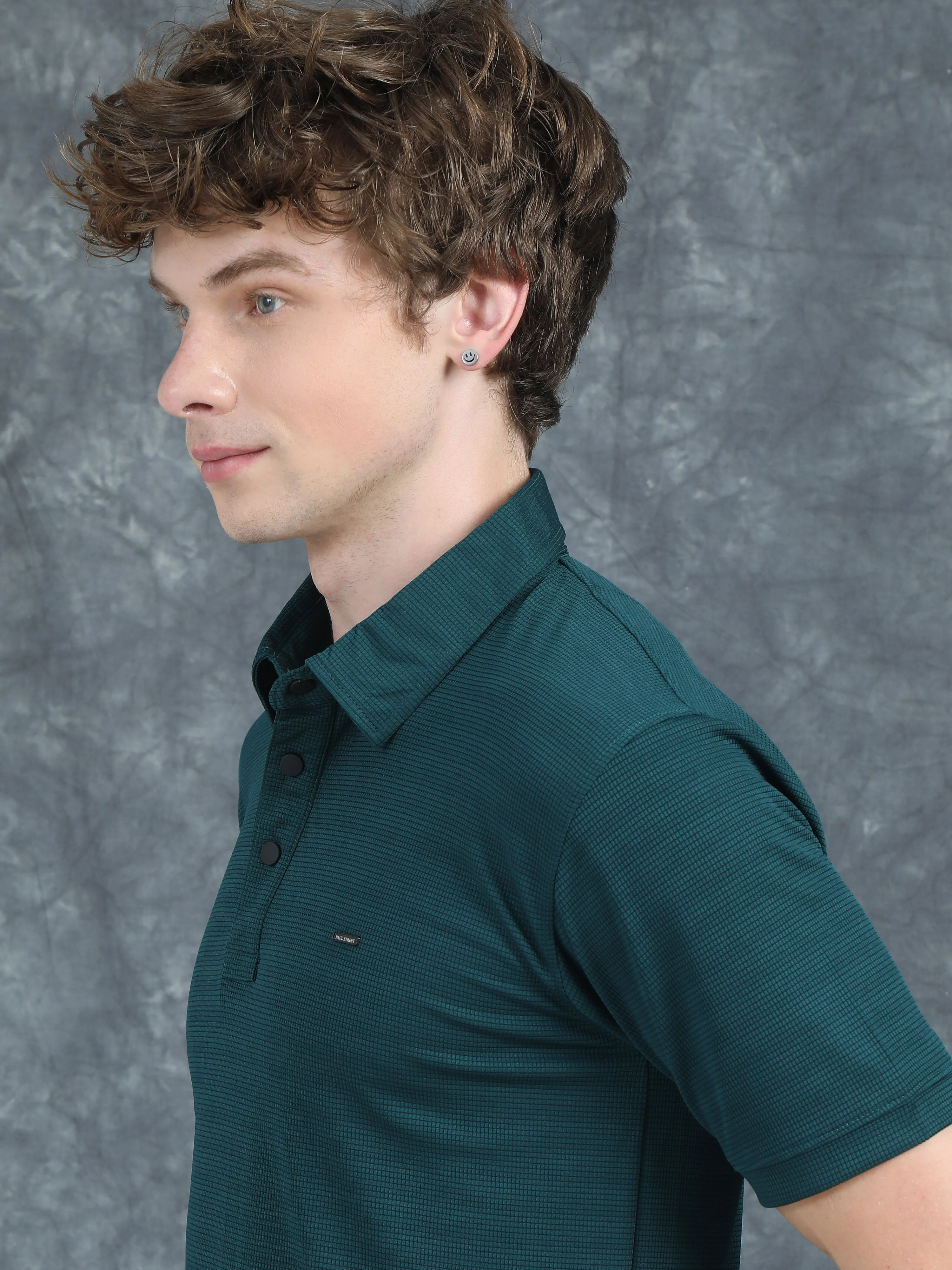 Men Cubic Polo Olive T-Shirt - Image 4