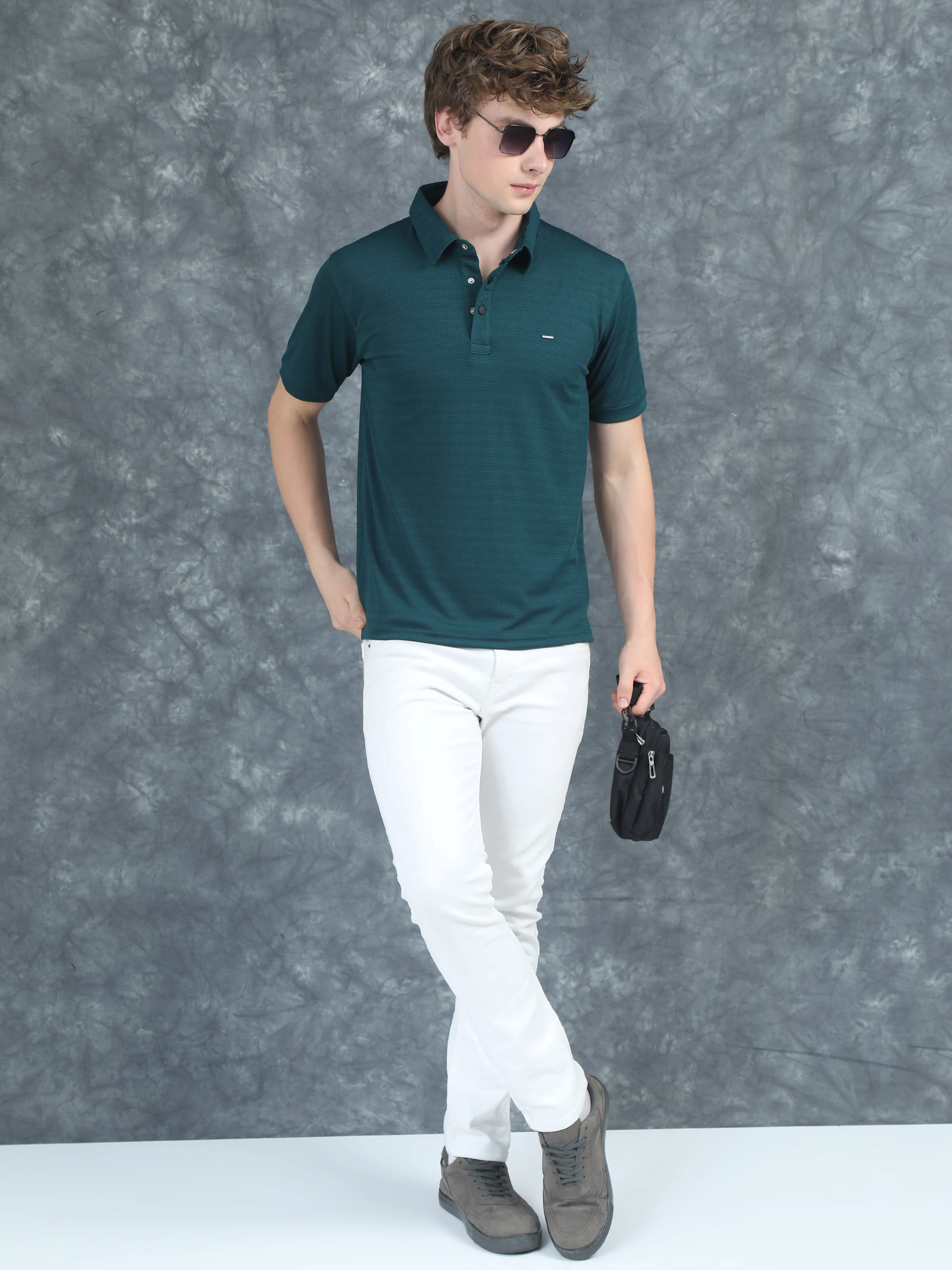 Men Cubic Polo Olive T-Shirt - Image 6