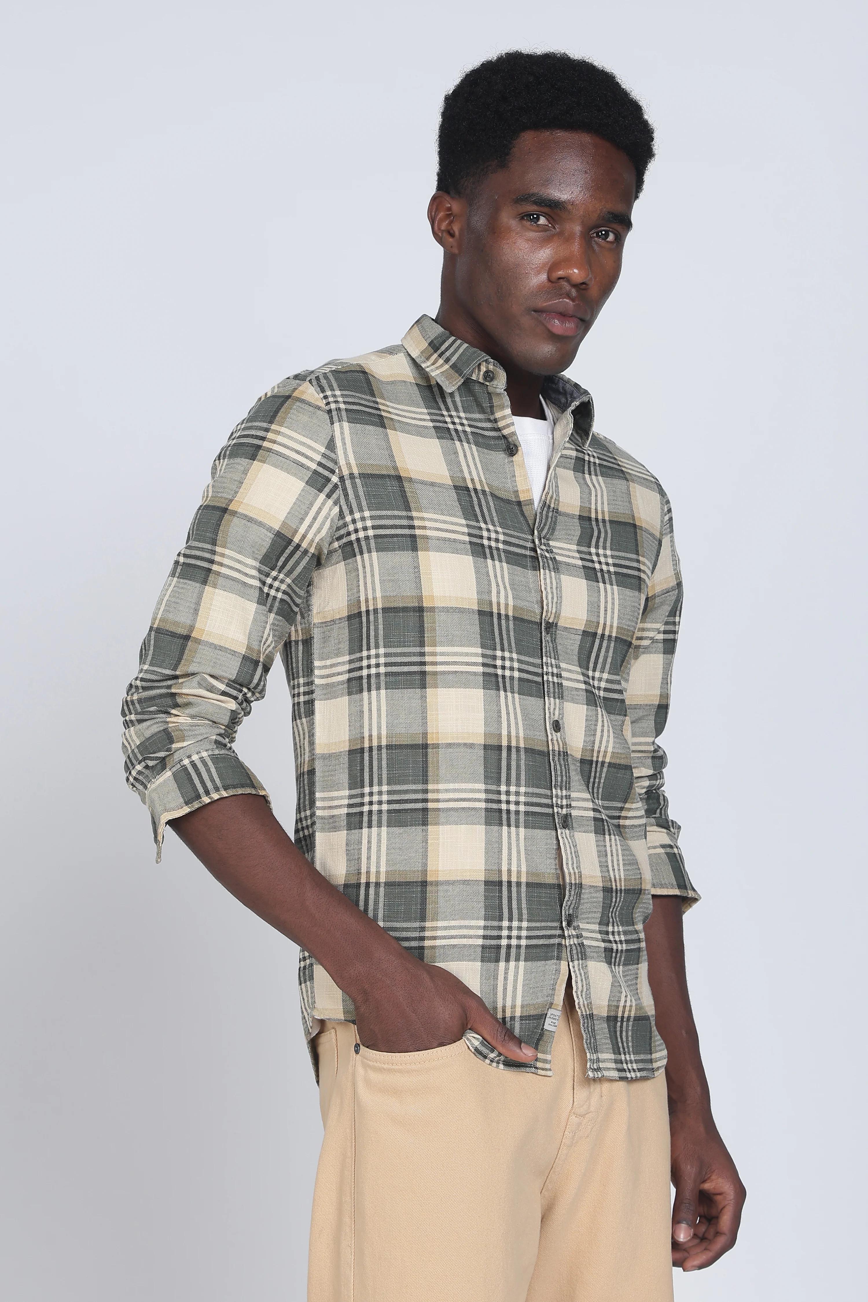 Men Cynthia Slub Check Shirt - Image 4
