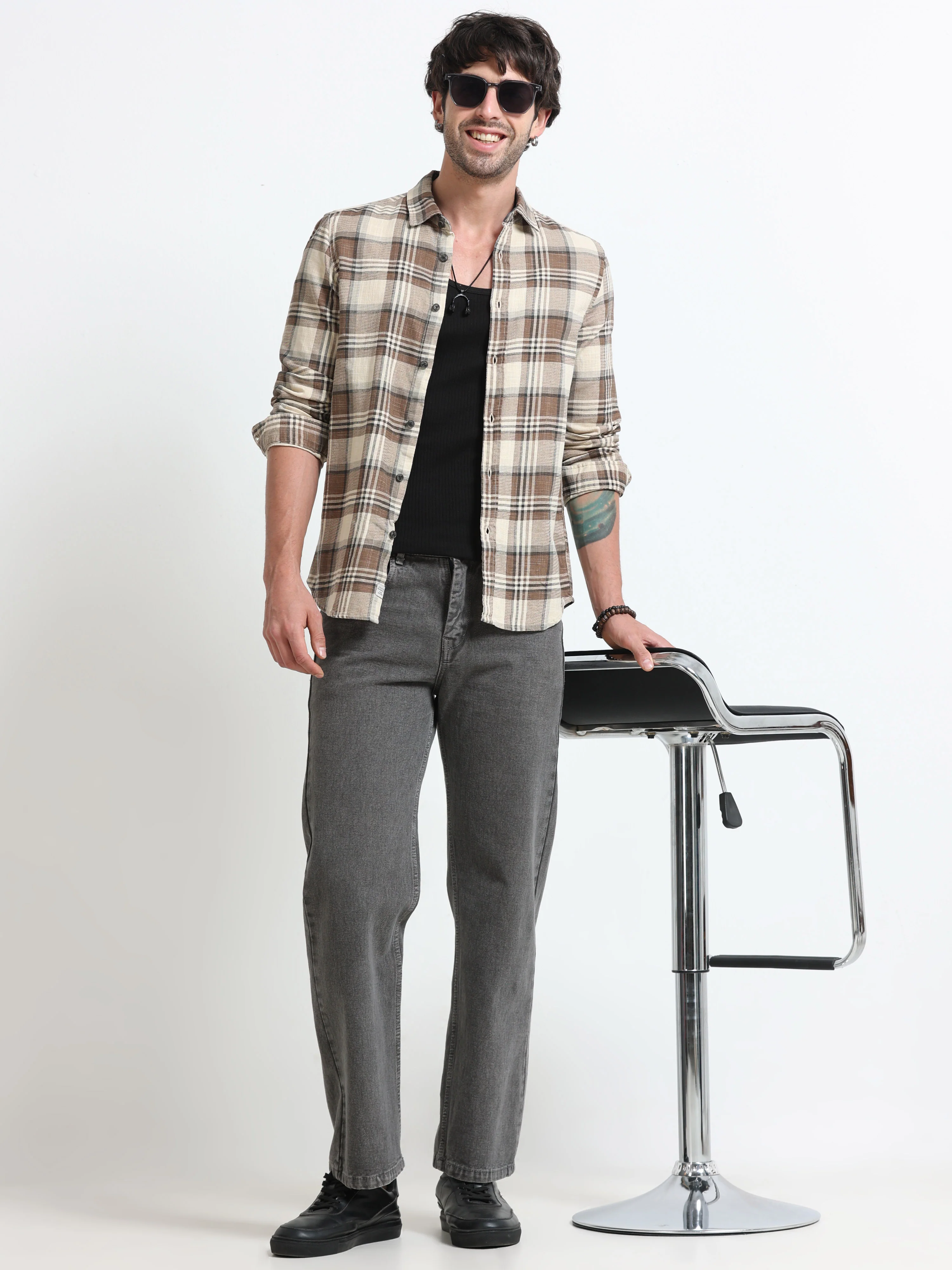 Men Cynthia Slub Check Shirt - Image 4