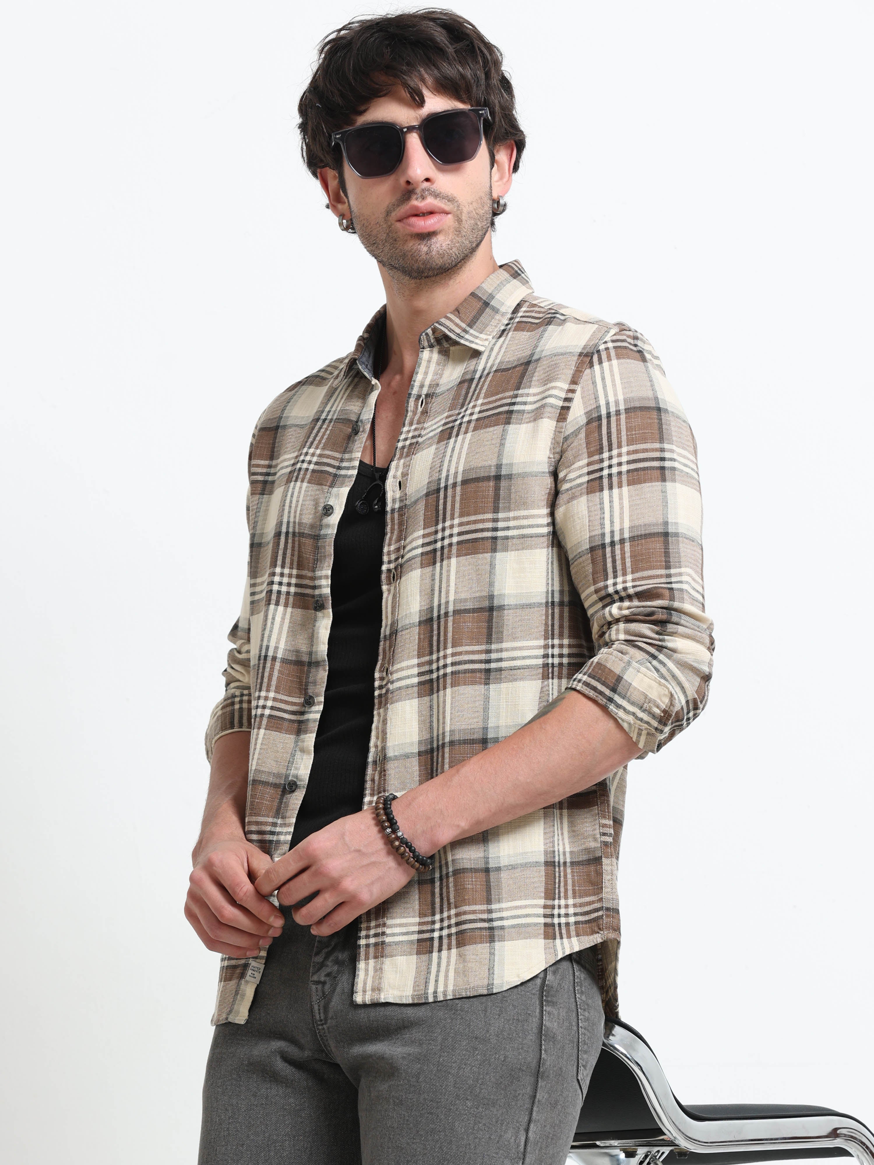 Men Cynthia Slub Check Shirt - Image 6