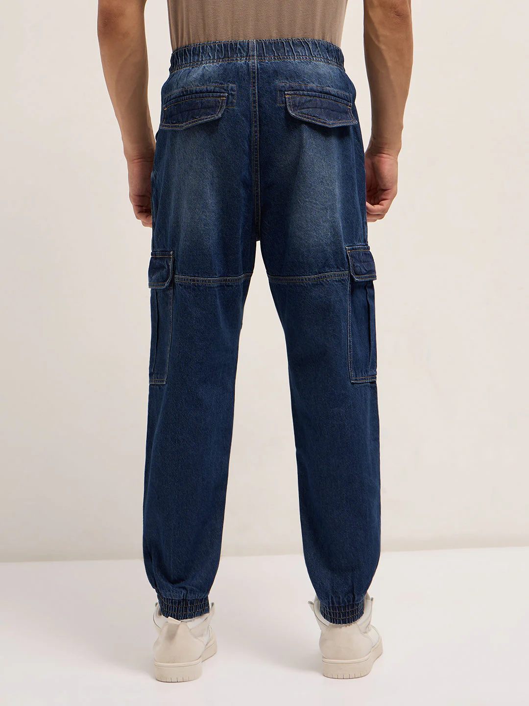 Men Dark Blue Baggy Fit Jogger-Style jean - Image 2