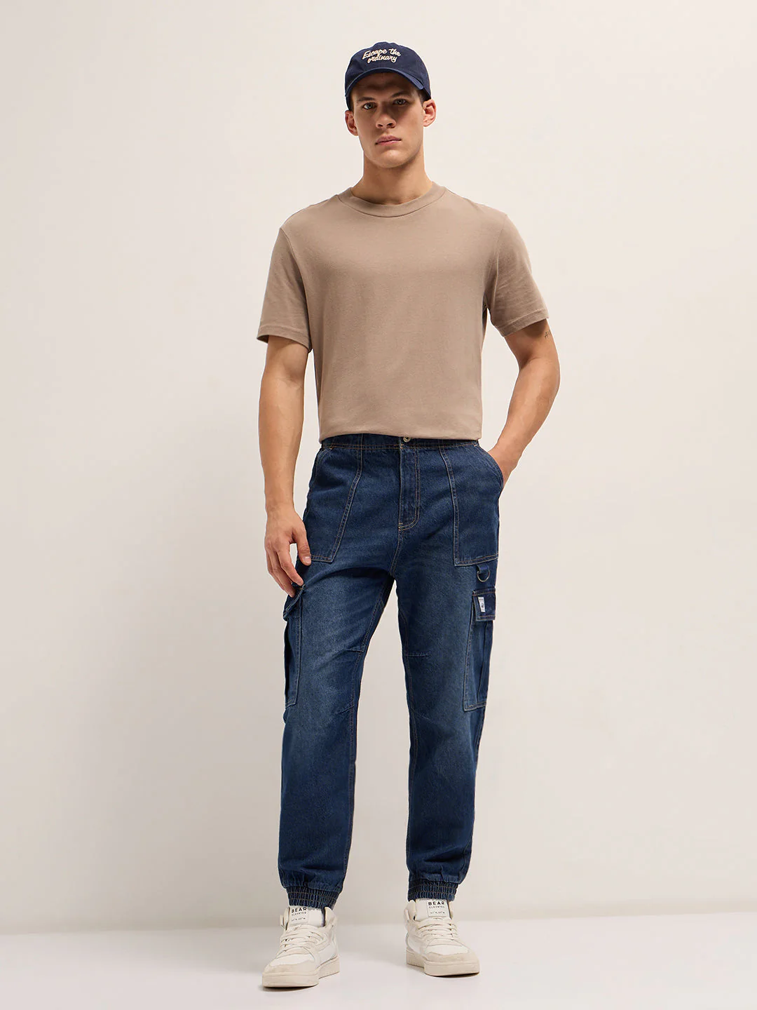 Men Dark Blue Baggy Fit Jogger-Style jean - Image 4