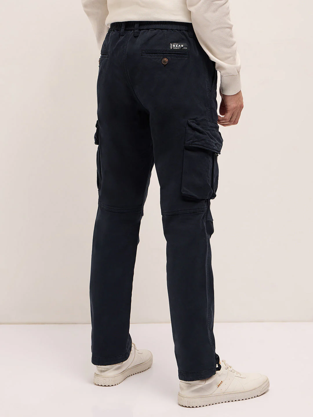 Men Dark Blue Cargo Pants - Image 2