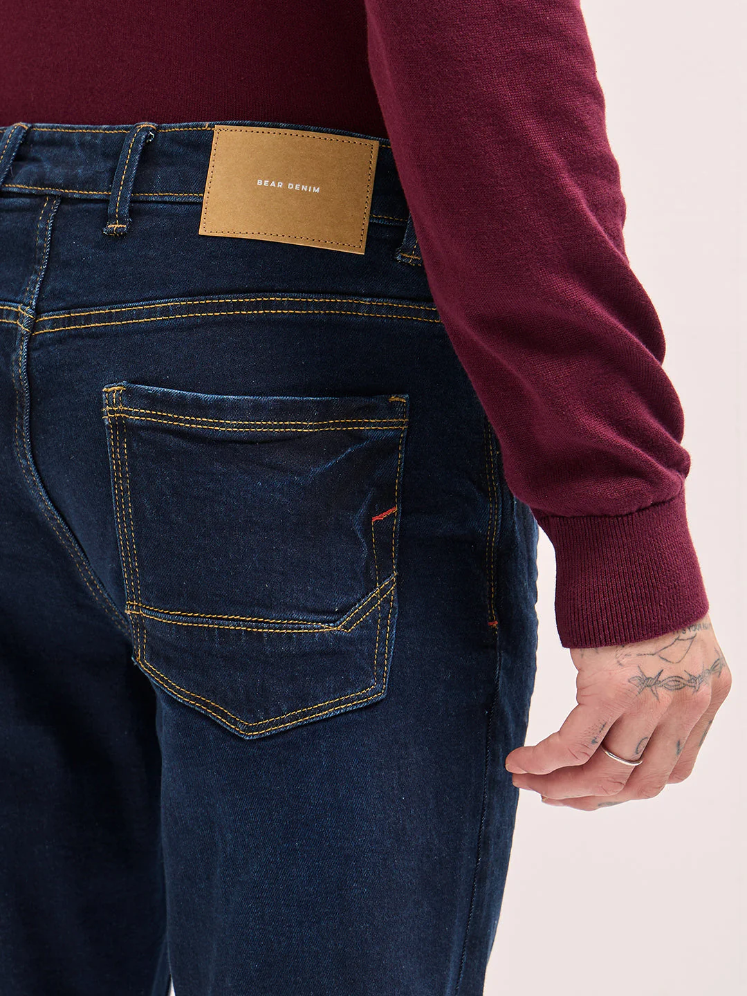 Men Dark Blue distressing and rip Mid-Rise Slim Fit Jeans - Image 6