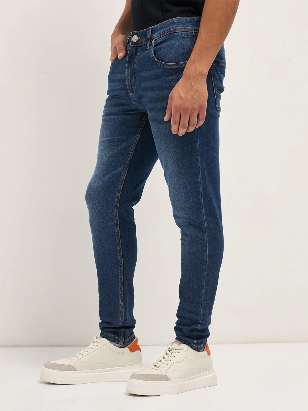 Men Dark Blue Mid-Rise Skinny Fit Jeans - Image 3