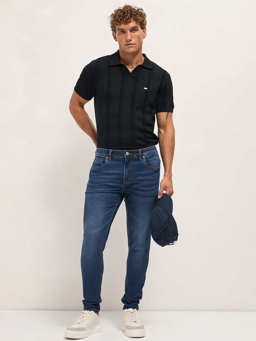 Men Dark Blue Mid-Rise Skinny Fit Jeans - Image 4