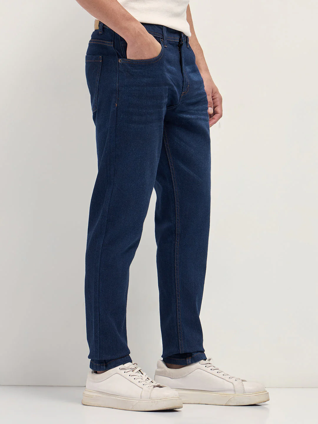 Men Dark Blue Mid-Rise Slim Fit Jeans - Image 3