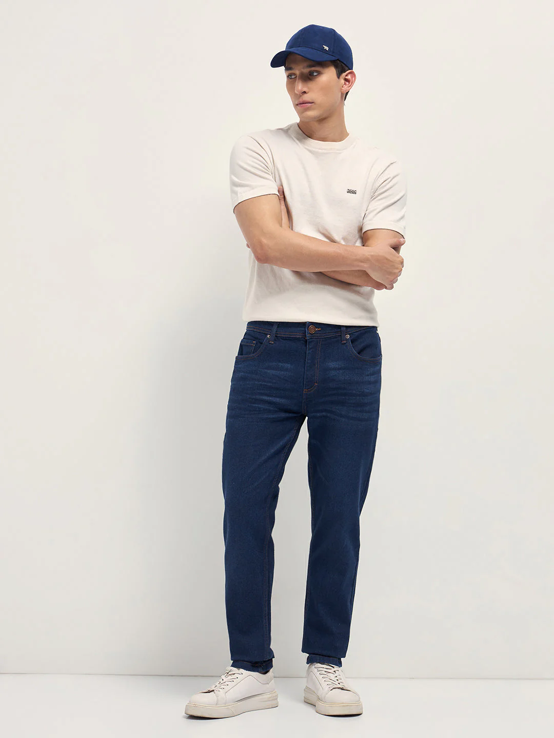 Men Dark Blue Mid-Rise Slim Fit Jeans - Image 4