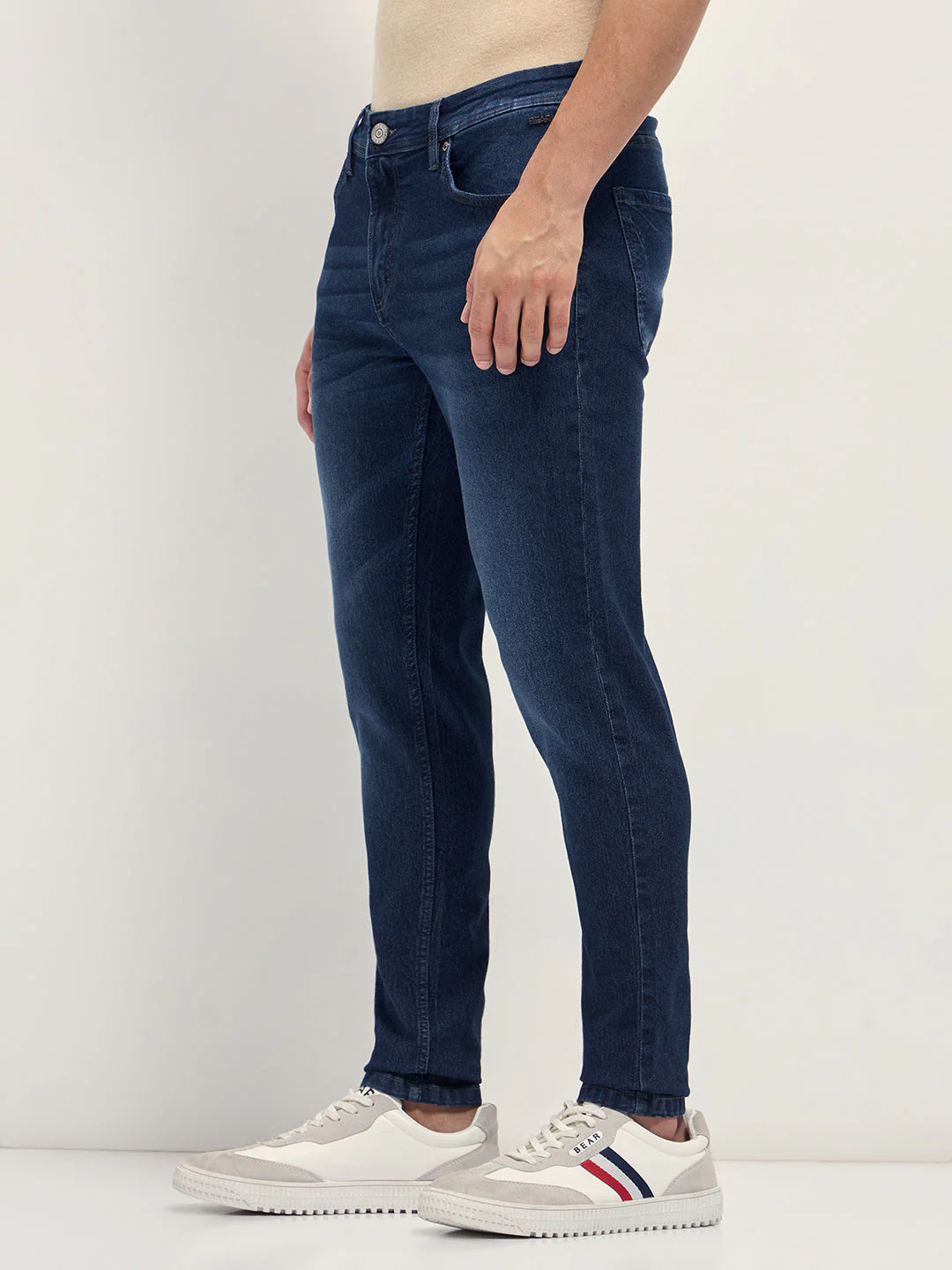 Men Dark Blue Mid-Rise Slim Fit Jeans - Image 3