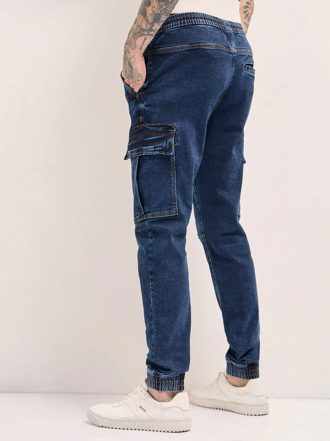 Men Dark Blue Slim Fit Jogger-Style jean - Image 2