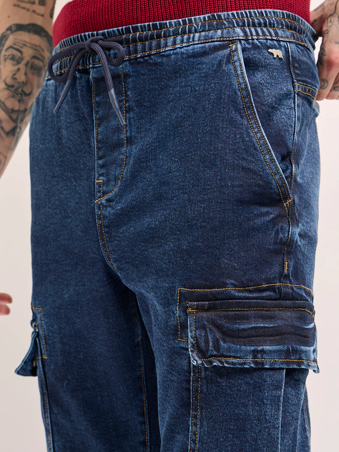 Men Dark Blue Slim Fit Jogger-Style jean - Image 5