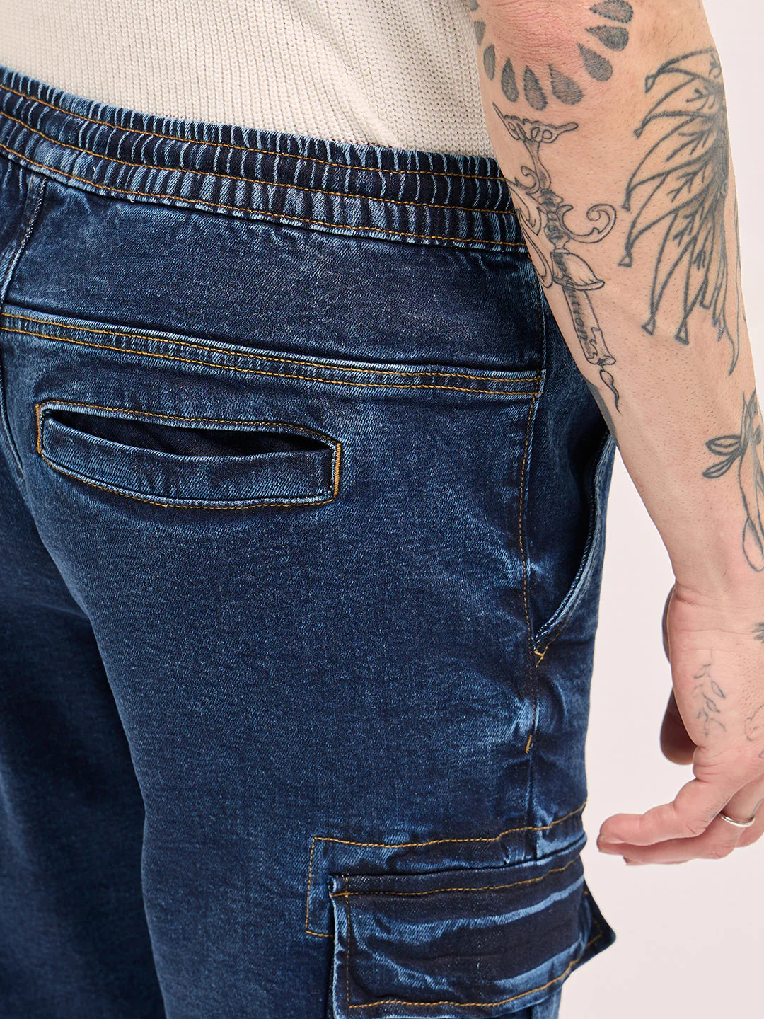 Men Dark Blue Slim Fit Jogger-Style jean - Image 6