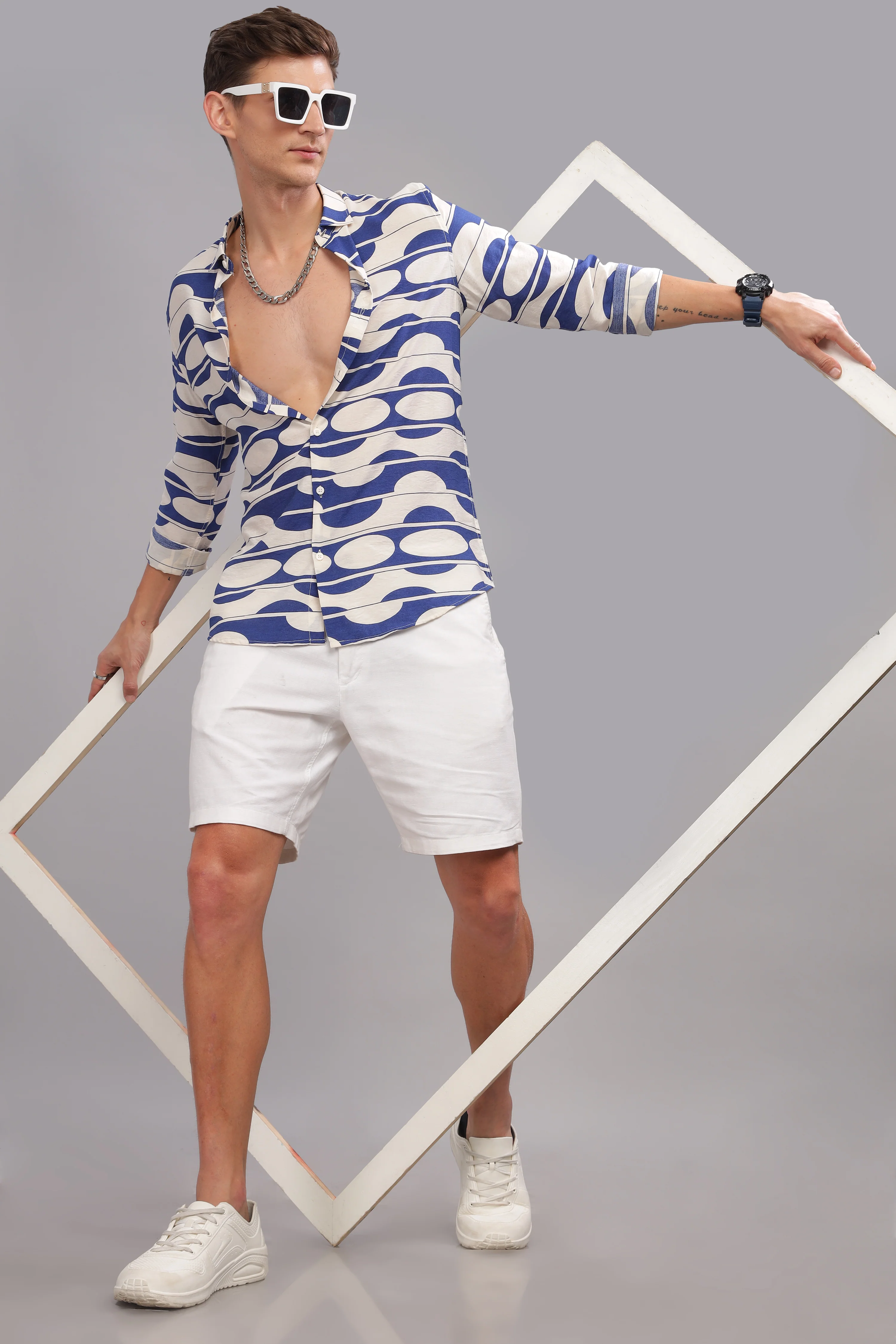 Men Dark Blue Slim Fit Shirt - Image 4