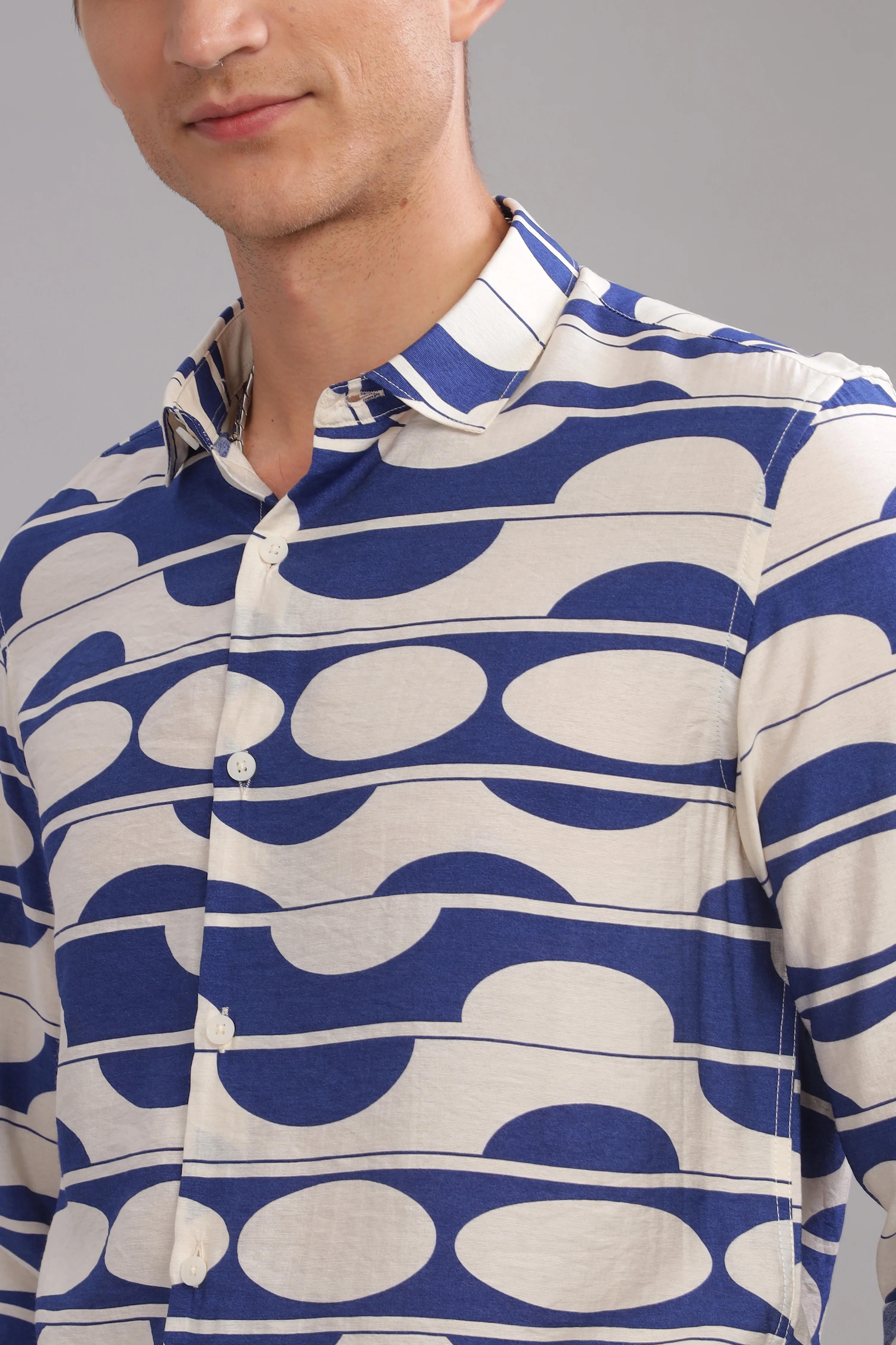 Men Dark Blue Slim Fit Shirt - Image 6