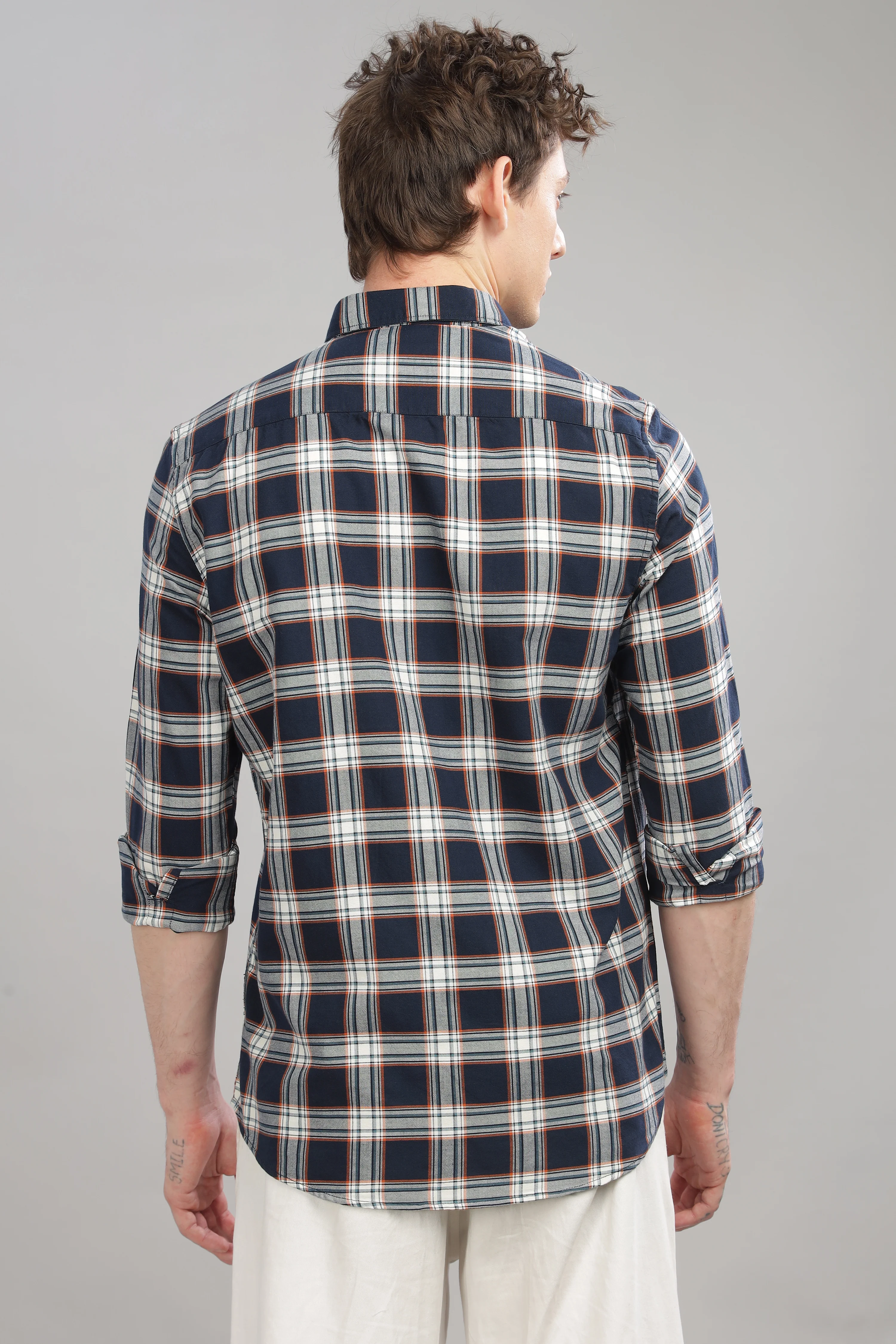 Men Dark Blue Slim Fit Shirt - Image 2