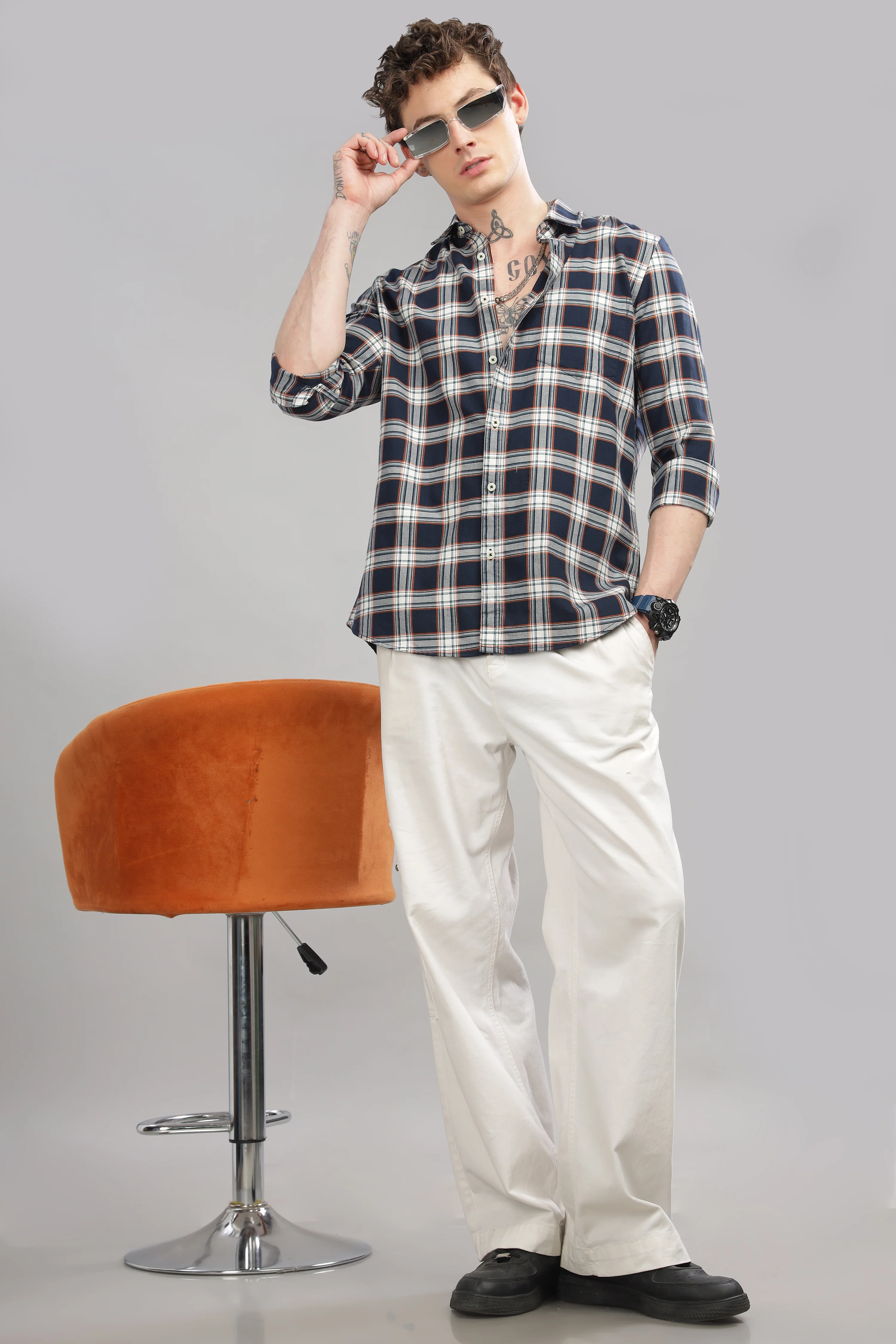 Men Dark Blue Slim Fit Shirt - Image 3