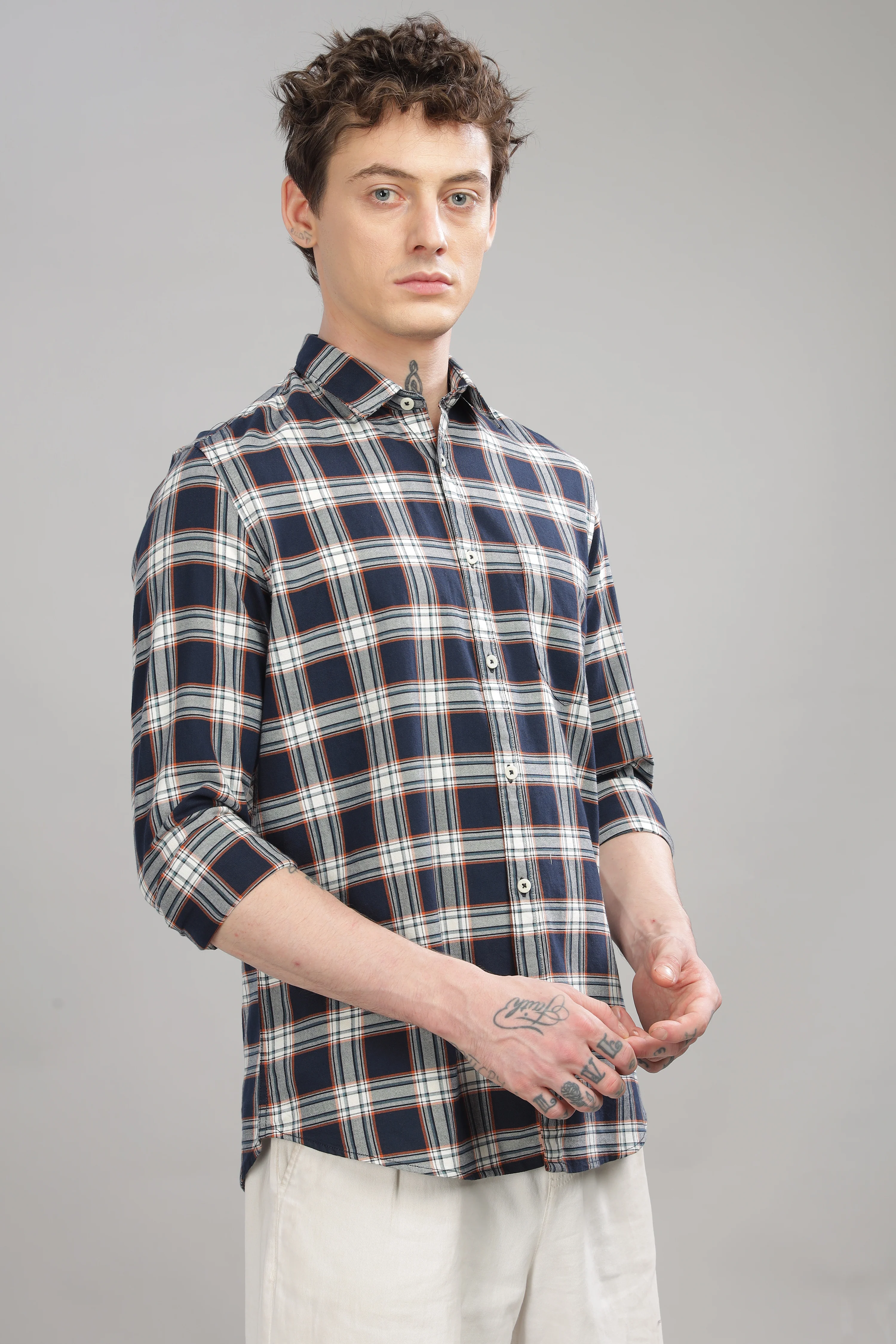 Men Dark Blue Slim Fit Shirt - Image 4