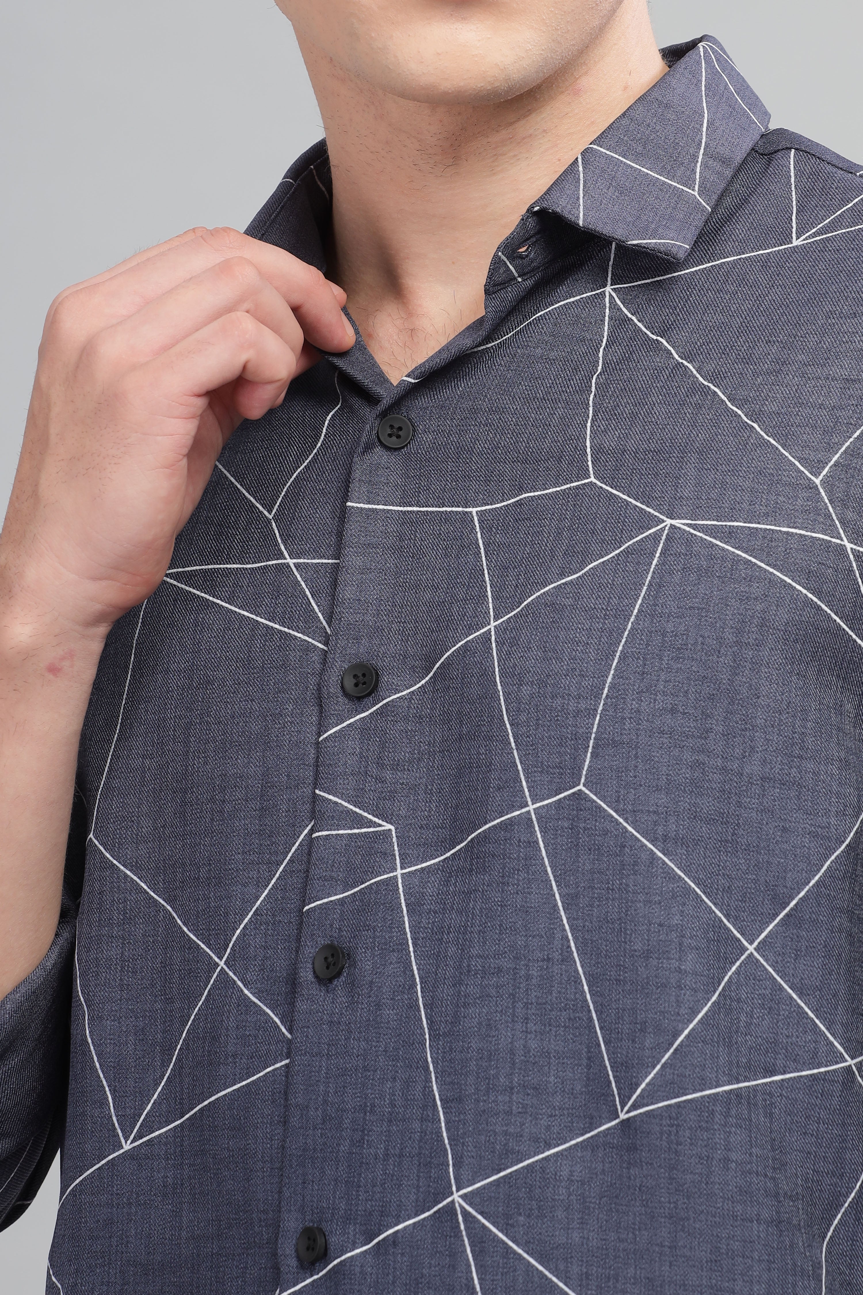Men Dark Blue Slim Fit Shirt - Image 6