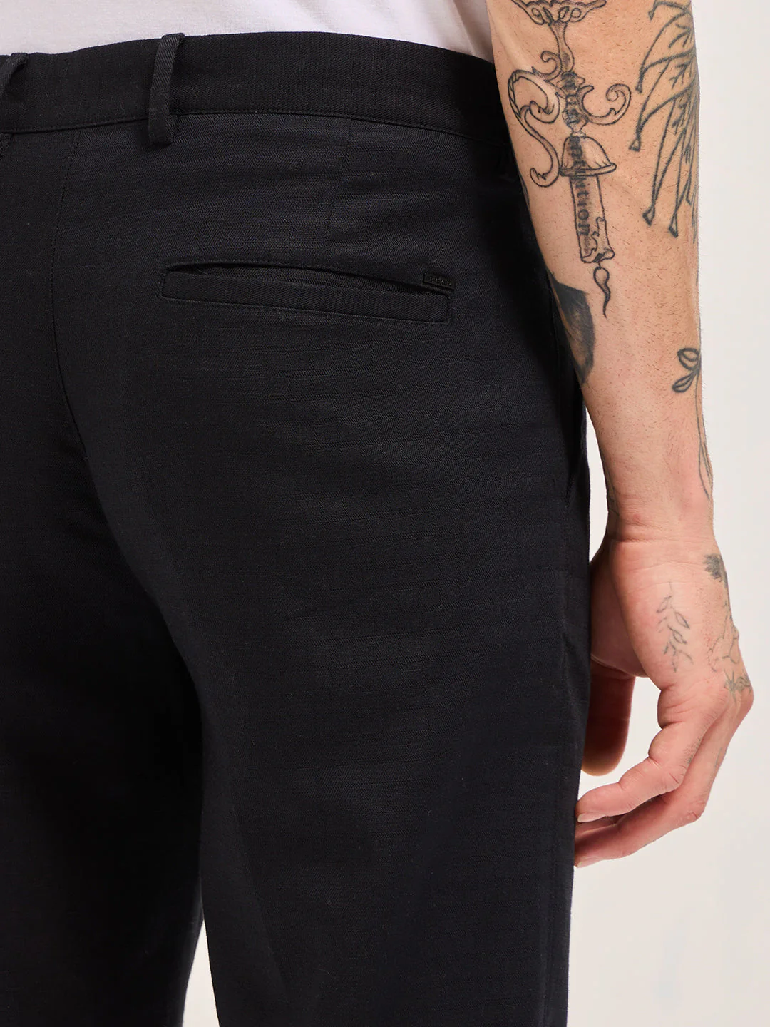 Men Dark Blue Solid Wool Regular Fit Formal Trouser - Image 6