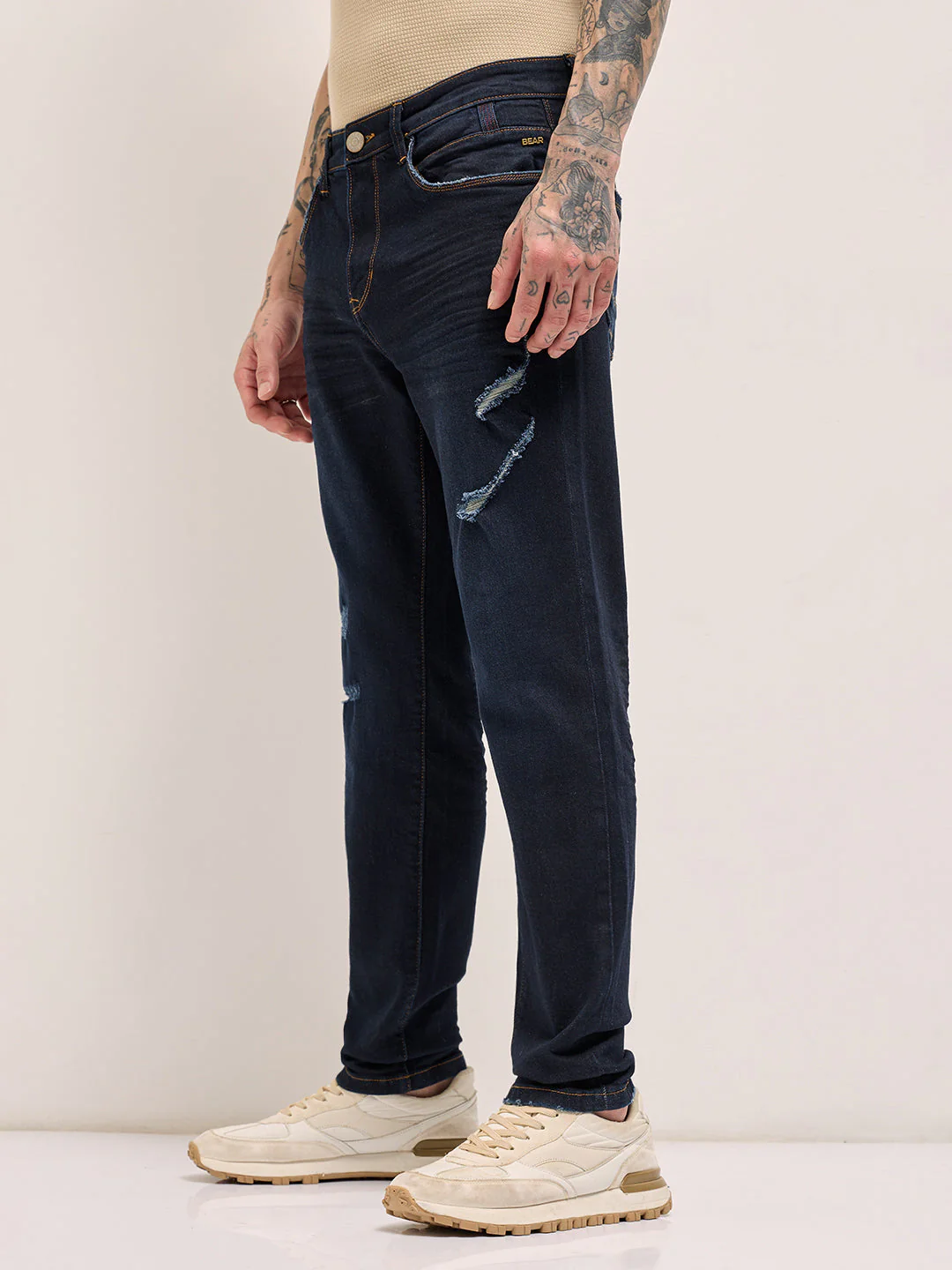 Men Dark BlueLight Fade Mid-Rise Skinny Fit Jeans - Image 2