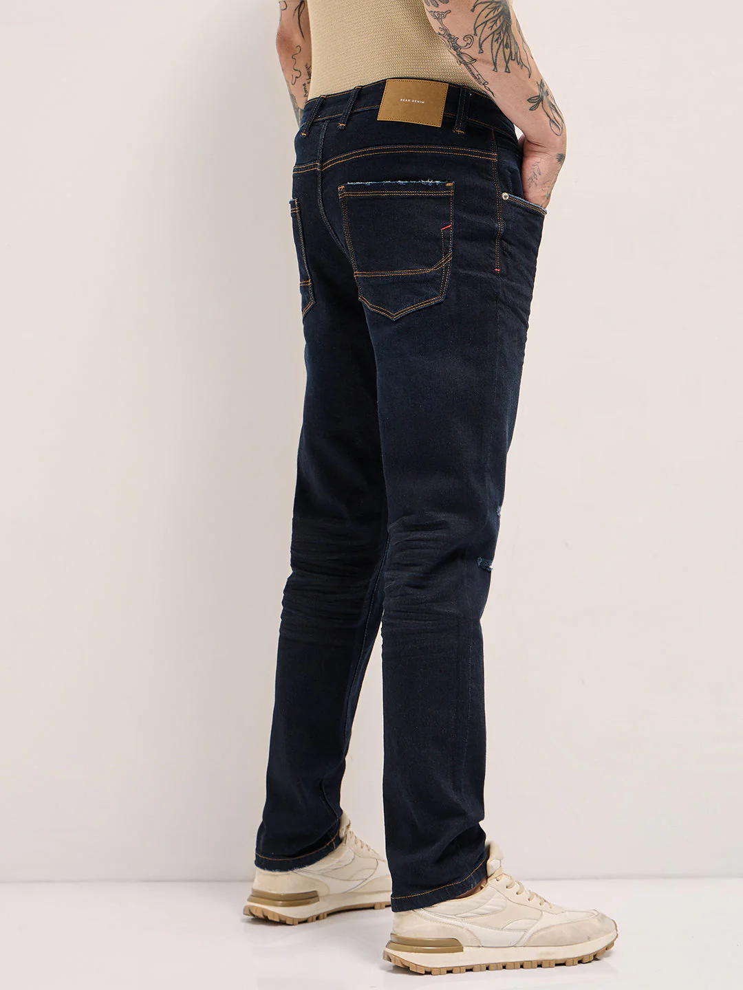 Men Dark BlueLight Fade Mid-Rise Skinny Fit Jeans - Image 3